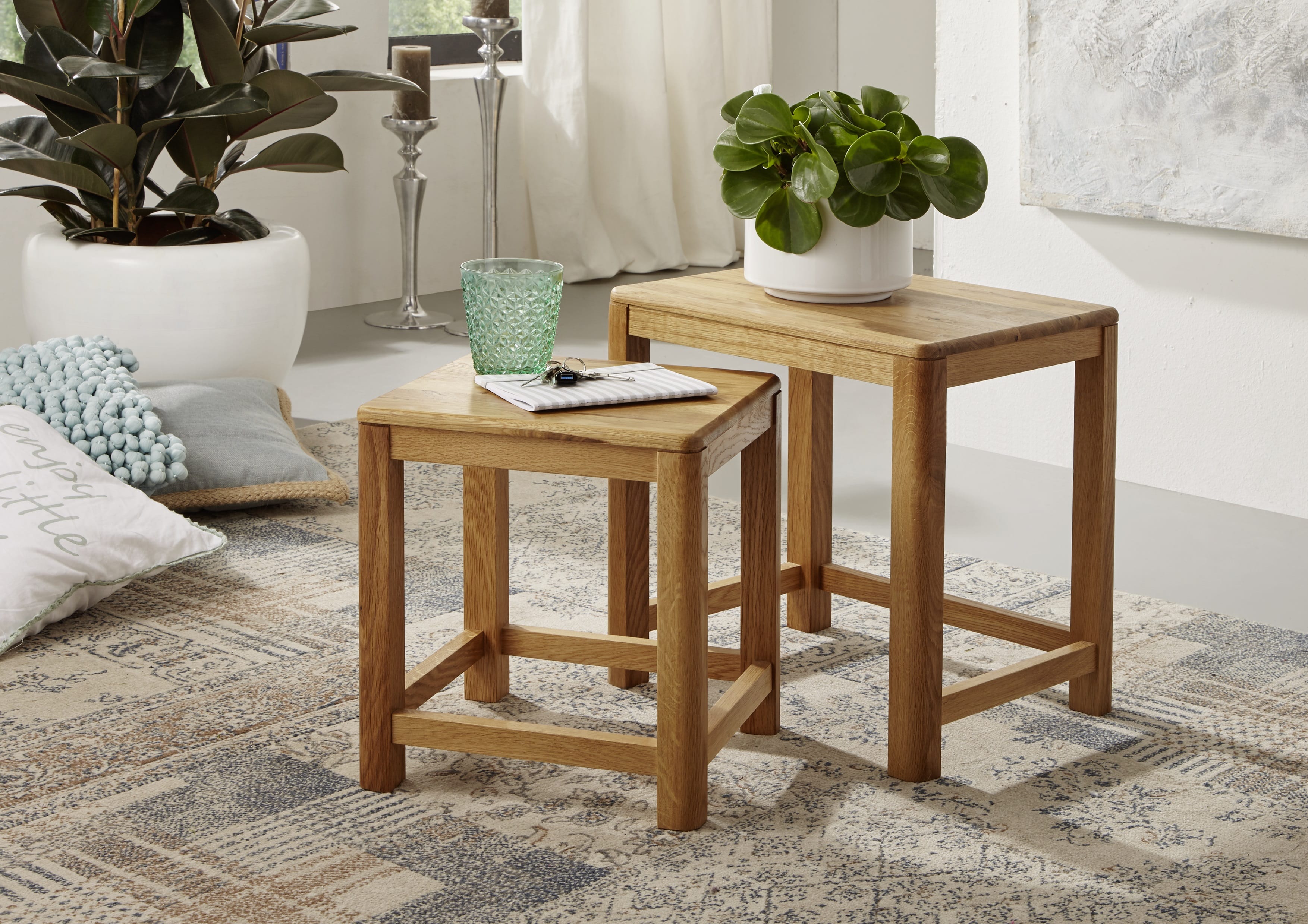 Zweisatztisch, Wildeiche massiv geölt - MYKON 288