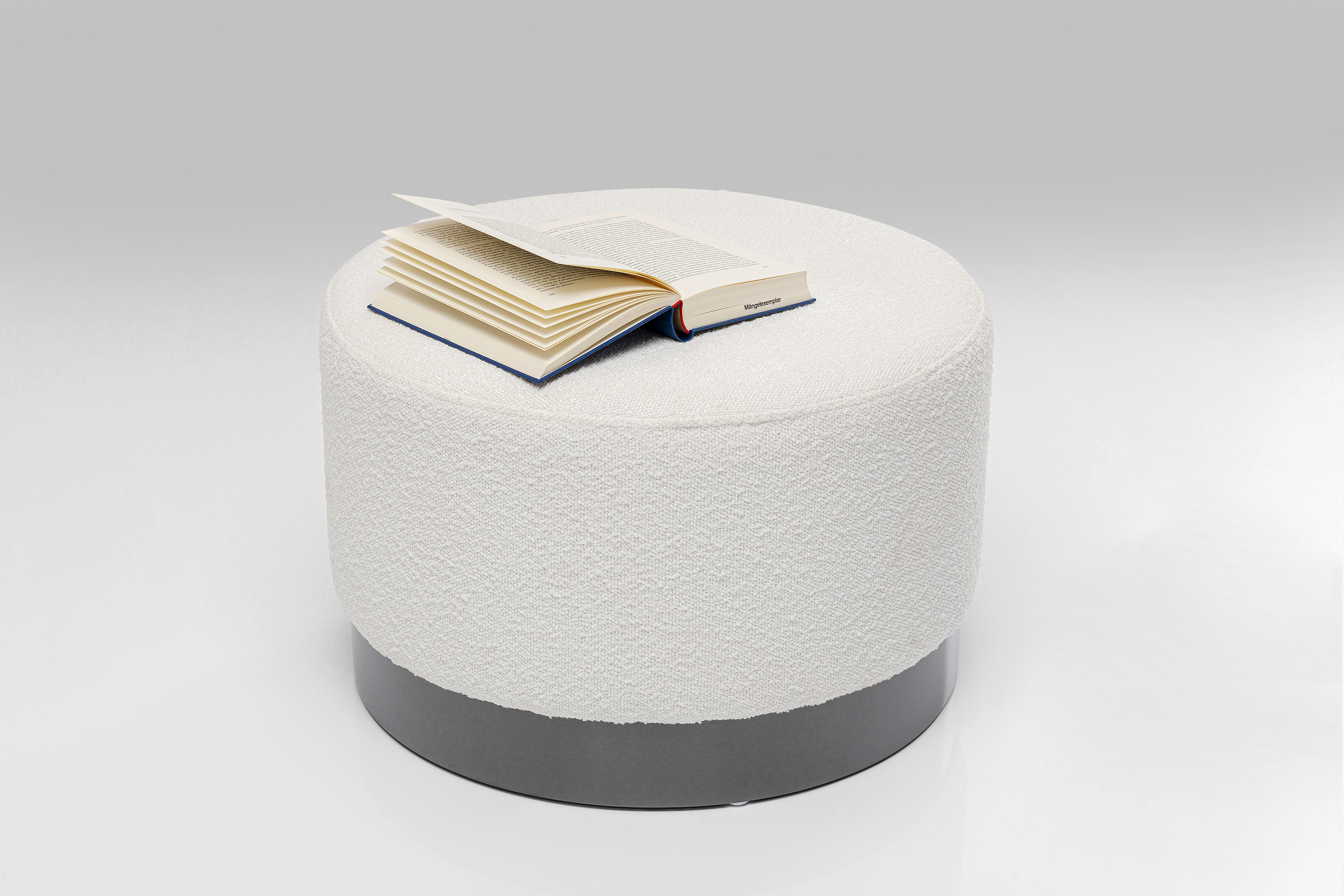 Hocker Cherry Boucle, creme, Stahl lackiert - Möbel