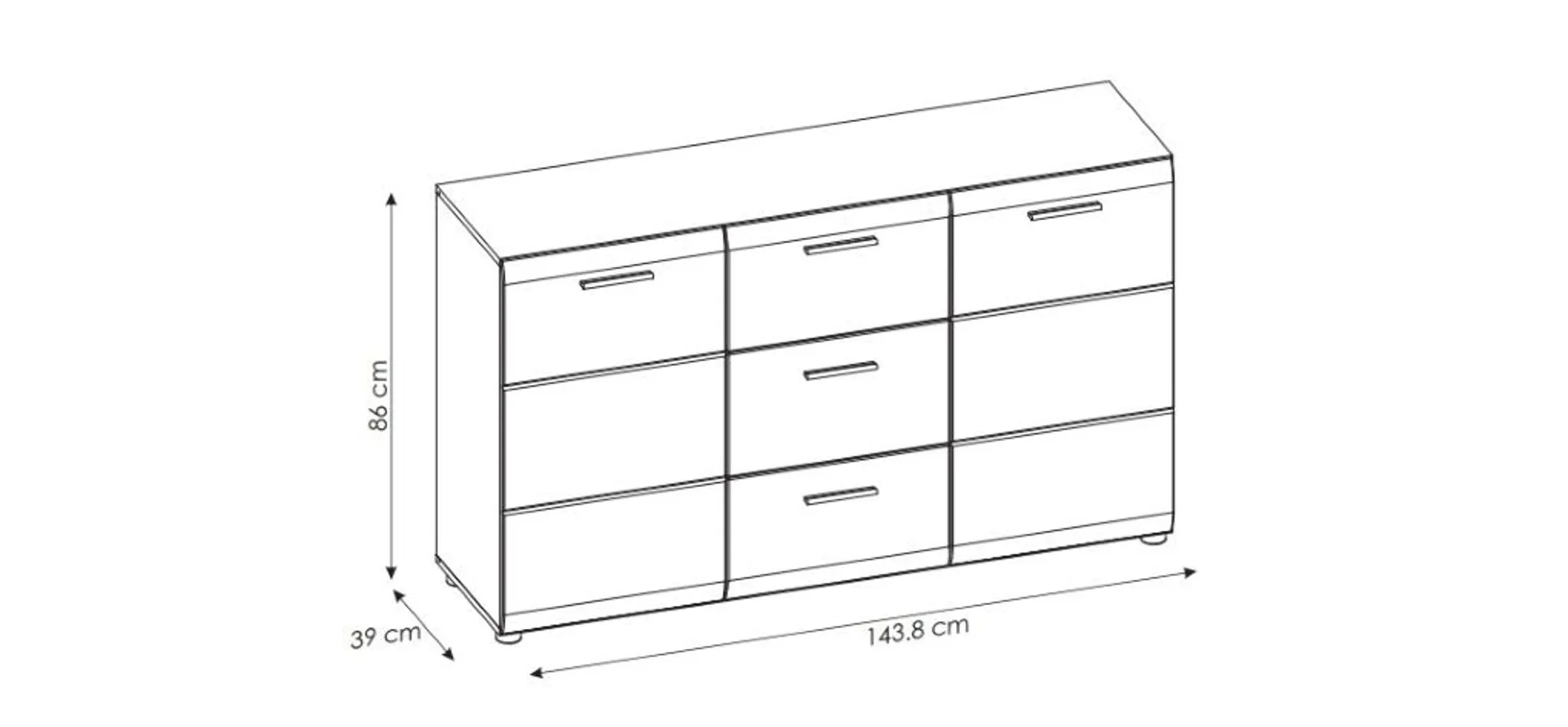 Kommode, MDF weiß hochglanz - Werena