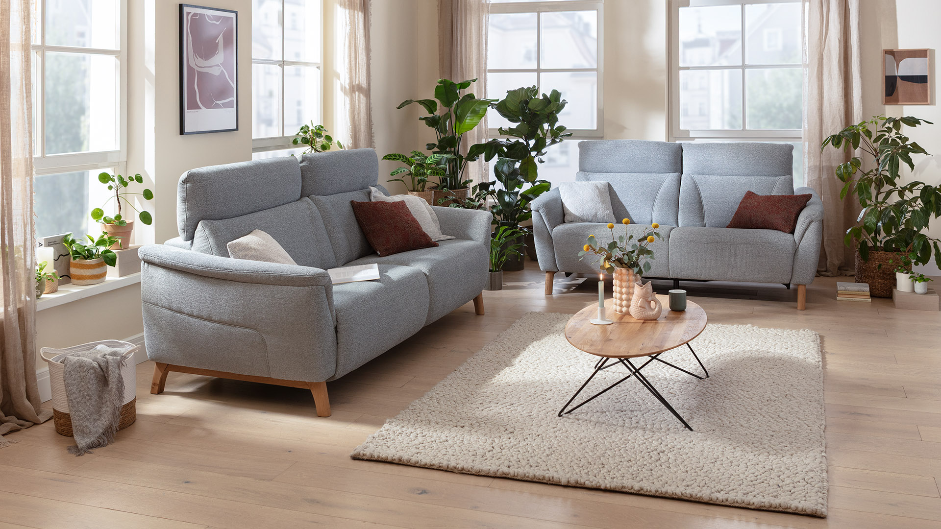 Polstergarnitur, Stoff grey - Natura Home Nevin