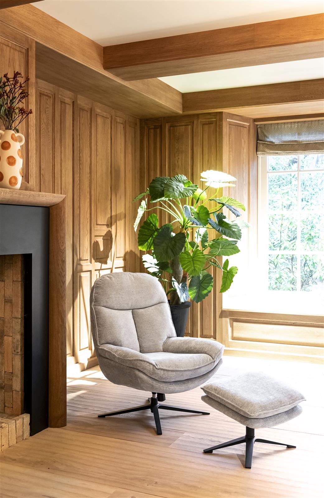 Relaxsessel mit Hocker, Kiesel - Florence