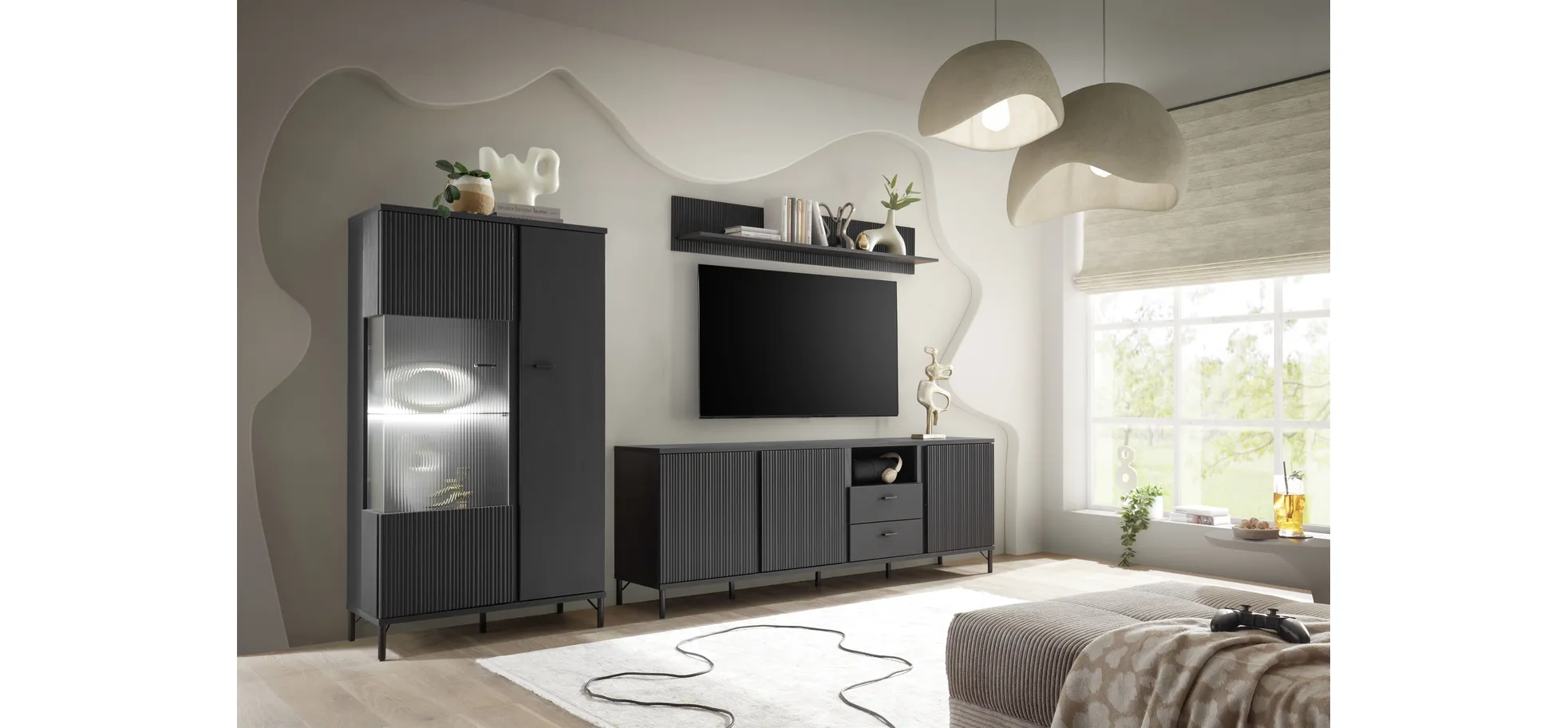 Sideboard, schwarz graphit - Waiola
