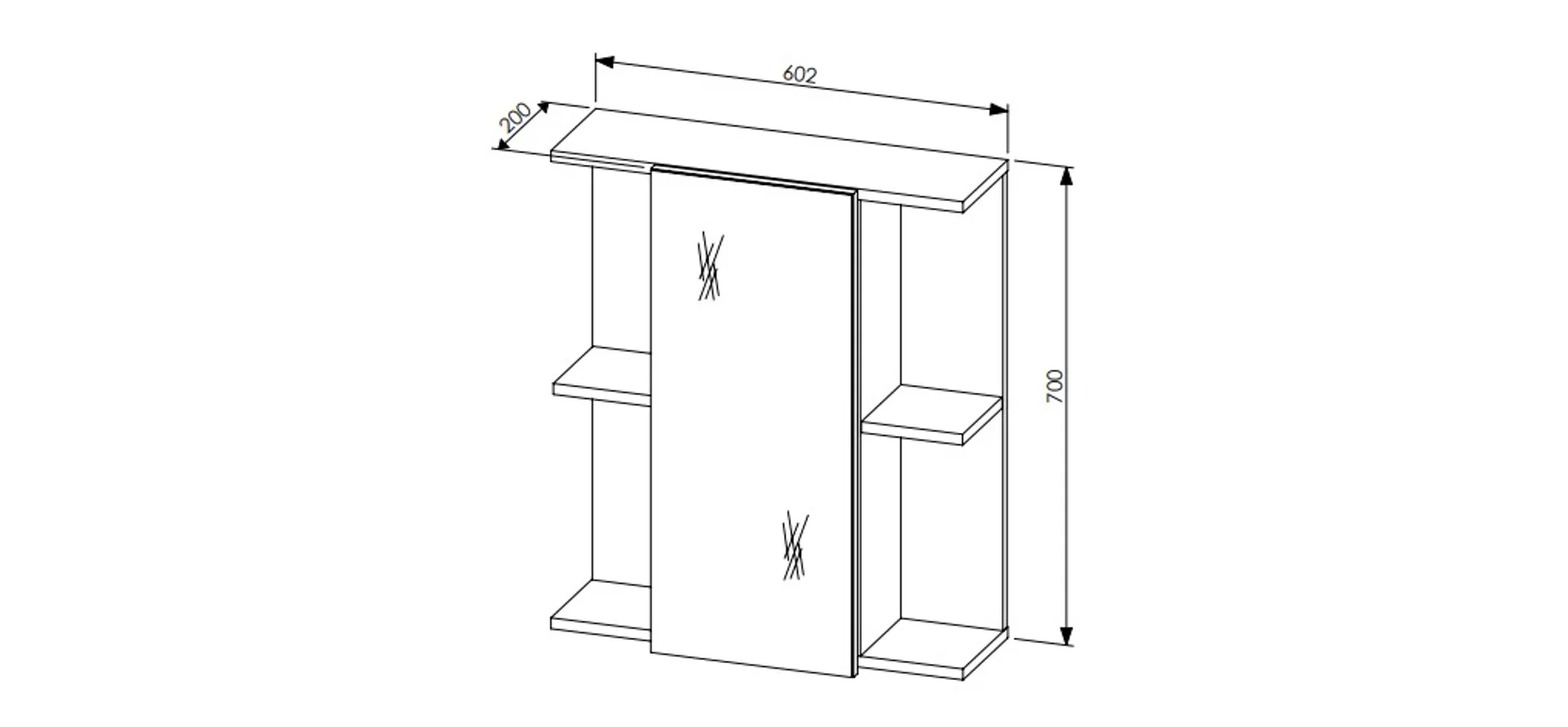 Spiegelschrank- B ca. 60 cm, Anthrazit, Spiegel