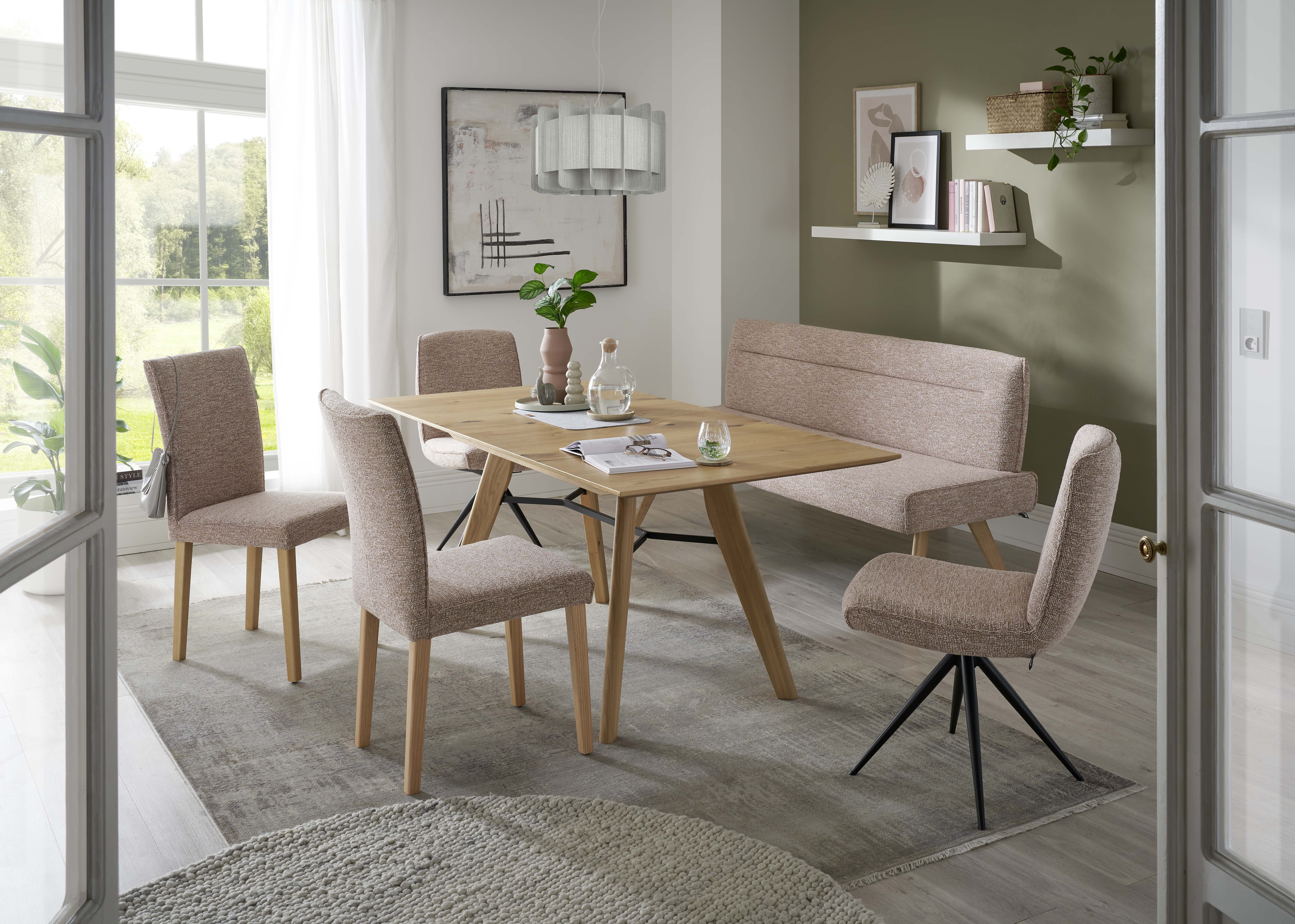 Stuhl, Asteiche natur, Bezug rose - EM Variantes