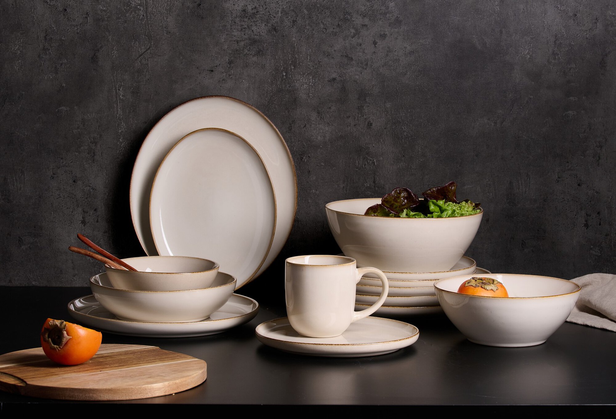 Speiseteller Olivia - steingut, beige, 26,5cm