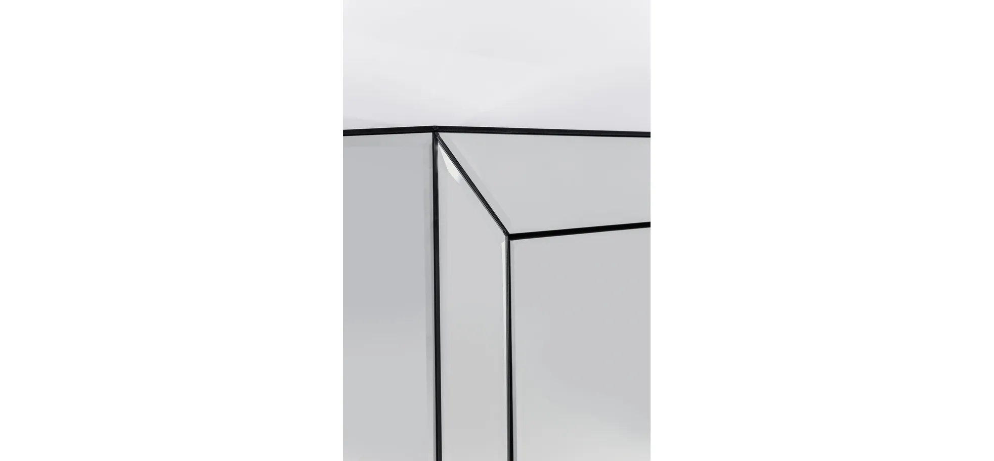 Hochkommode- Weiß, Lackiert, Glas, Verspiegelt