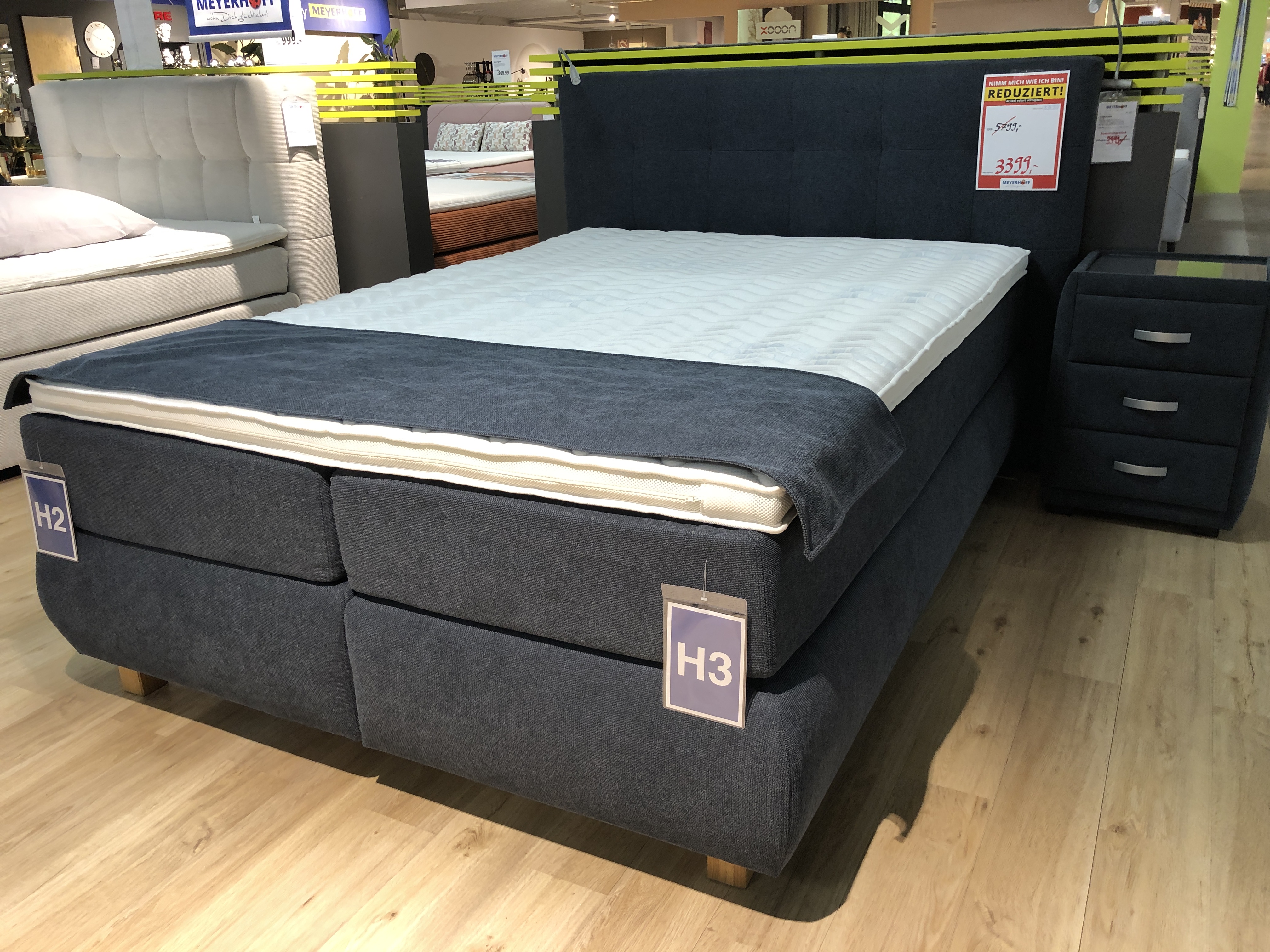 Boxspringbett, Bloq darkblue - Mykon 220