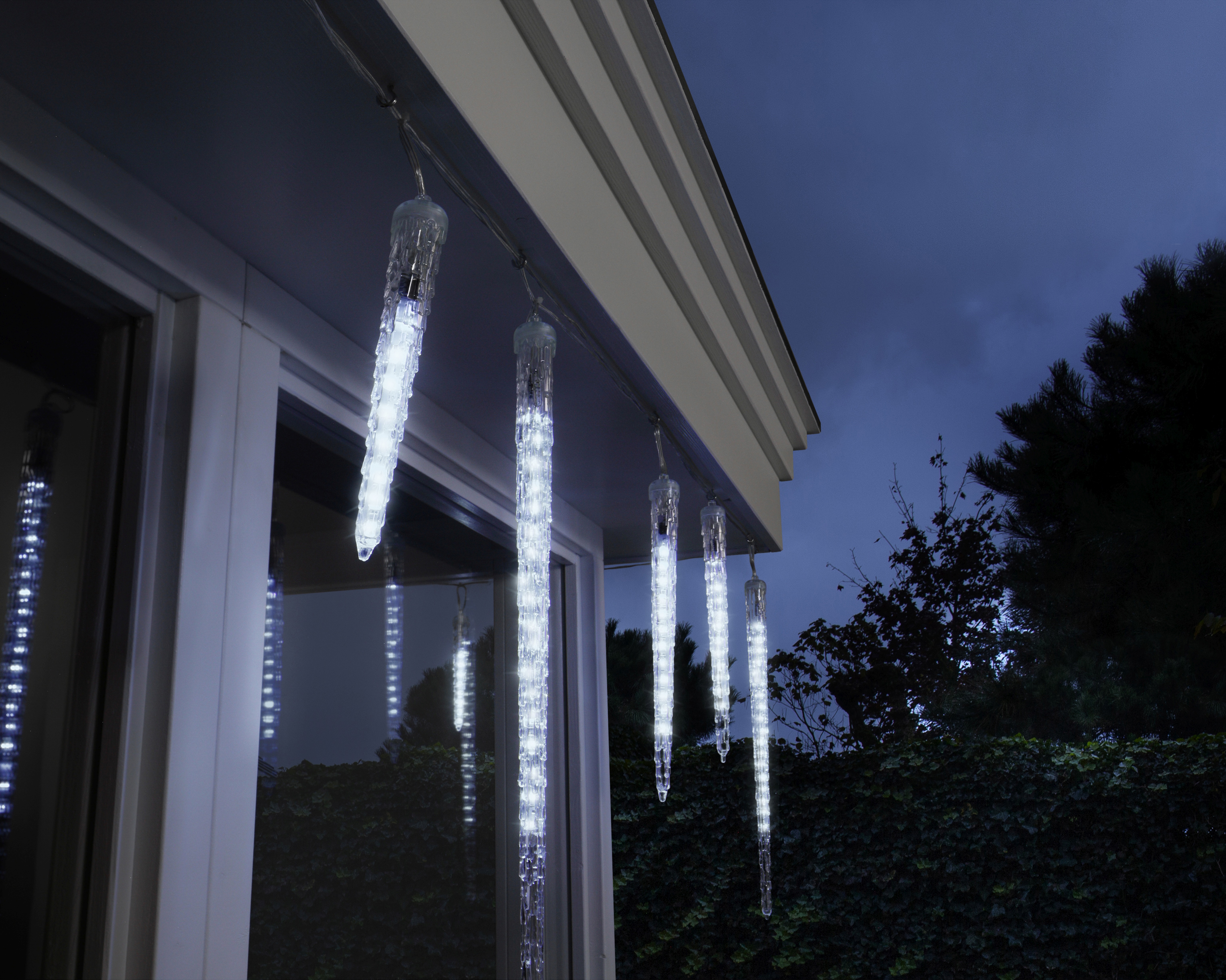 LED Icicle Lights - transparent/kalt weiss, PVC, L250cm-148L