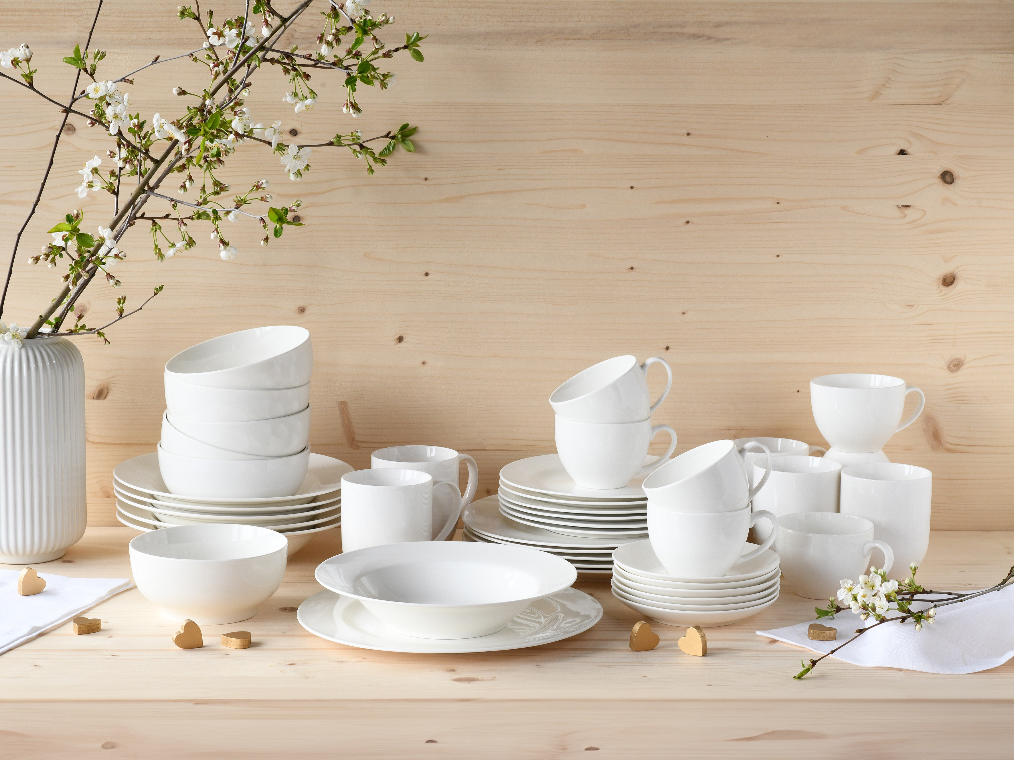 Kombiservice, 42-Tlg. - Fleur Royal, weiß