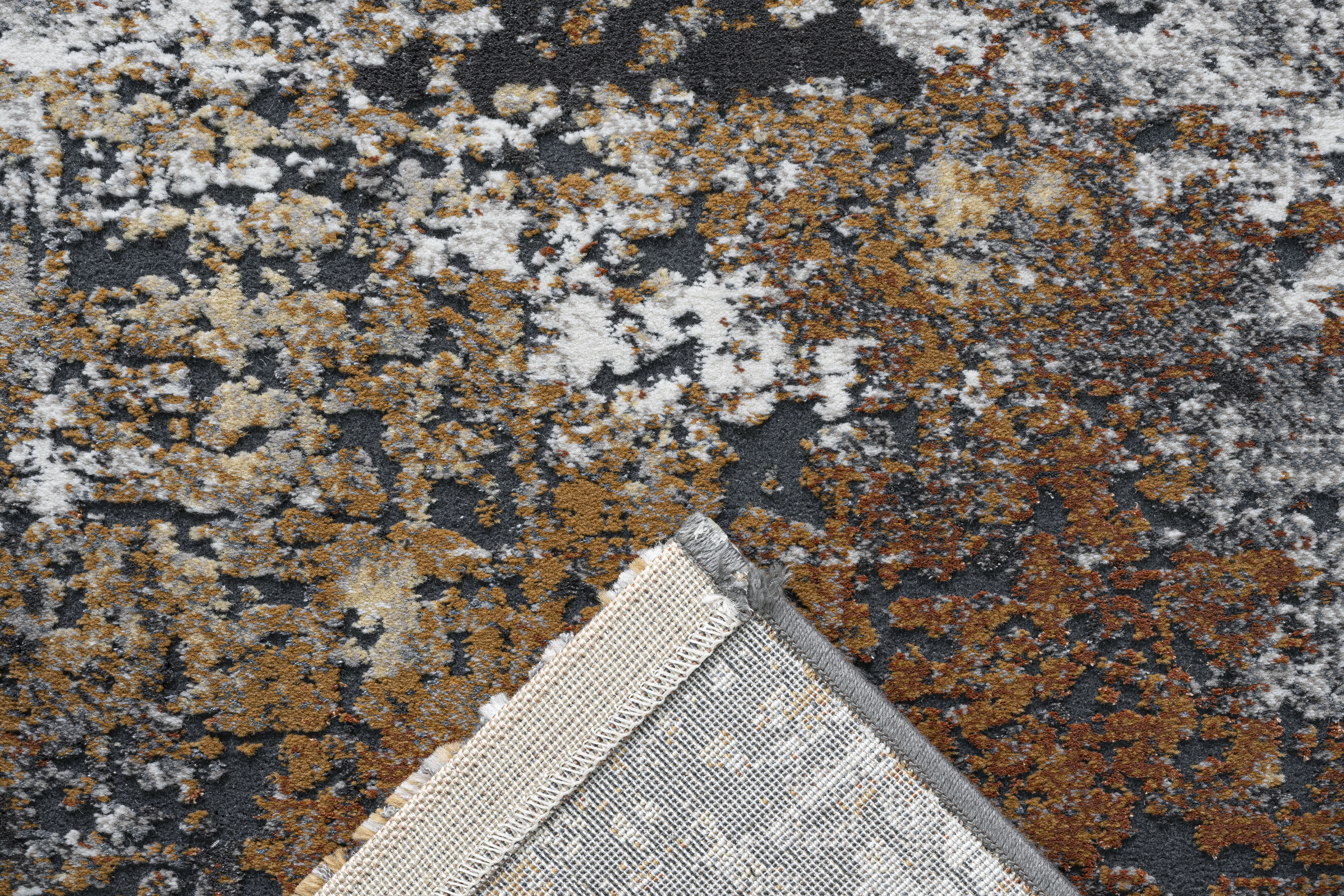 Webteppich, grau-gold-orange, 200x290 cm - Ranyon