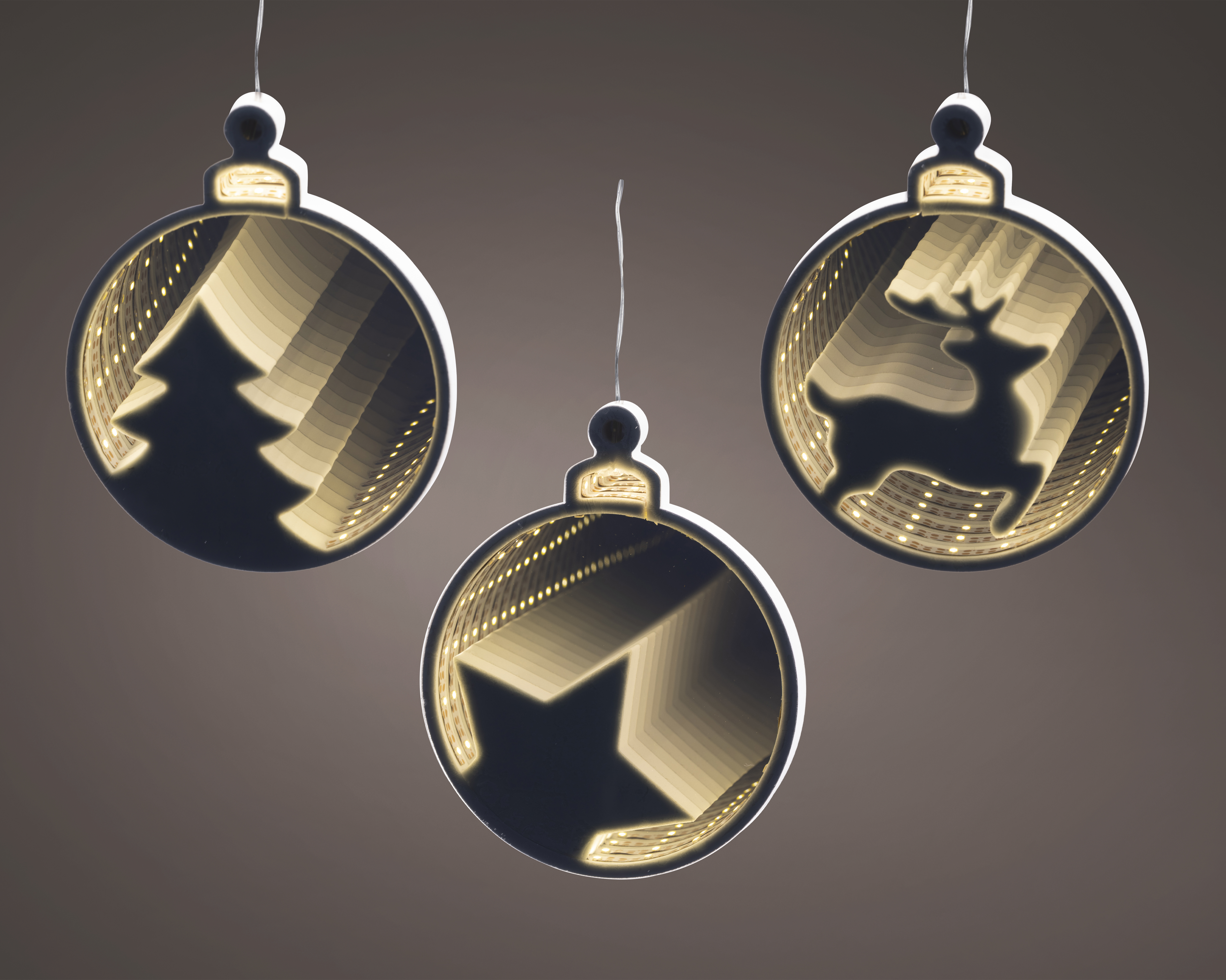 LED Infinity Kugel - silber/warmes weiss, PET, L1.20-W12-H15cm-24L