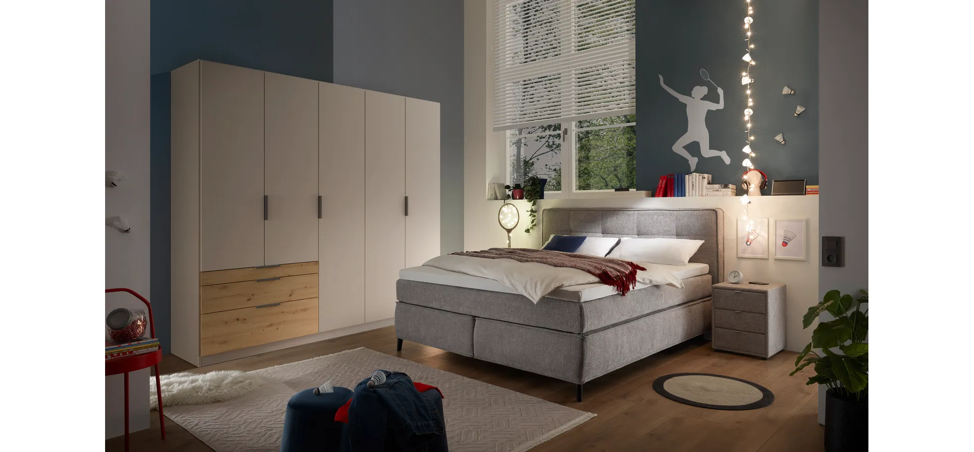 Drehtürenschrank, 5-türig, champagner - Rani