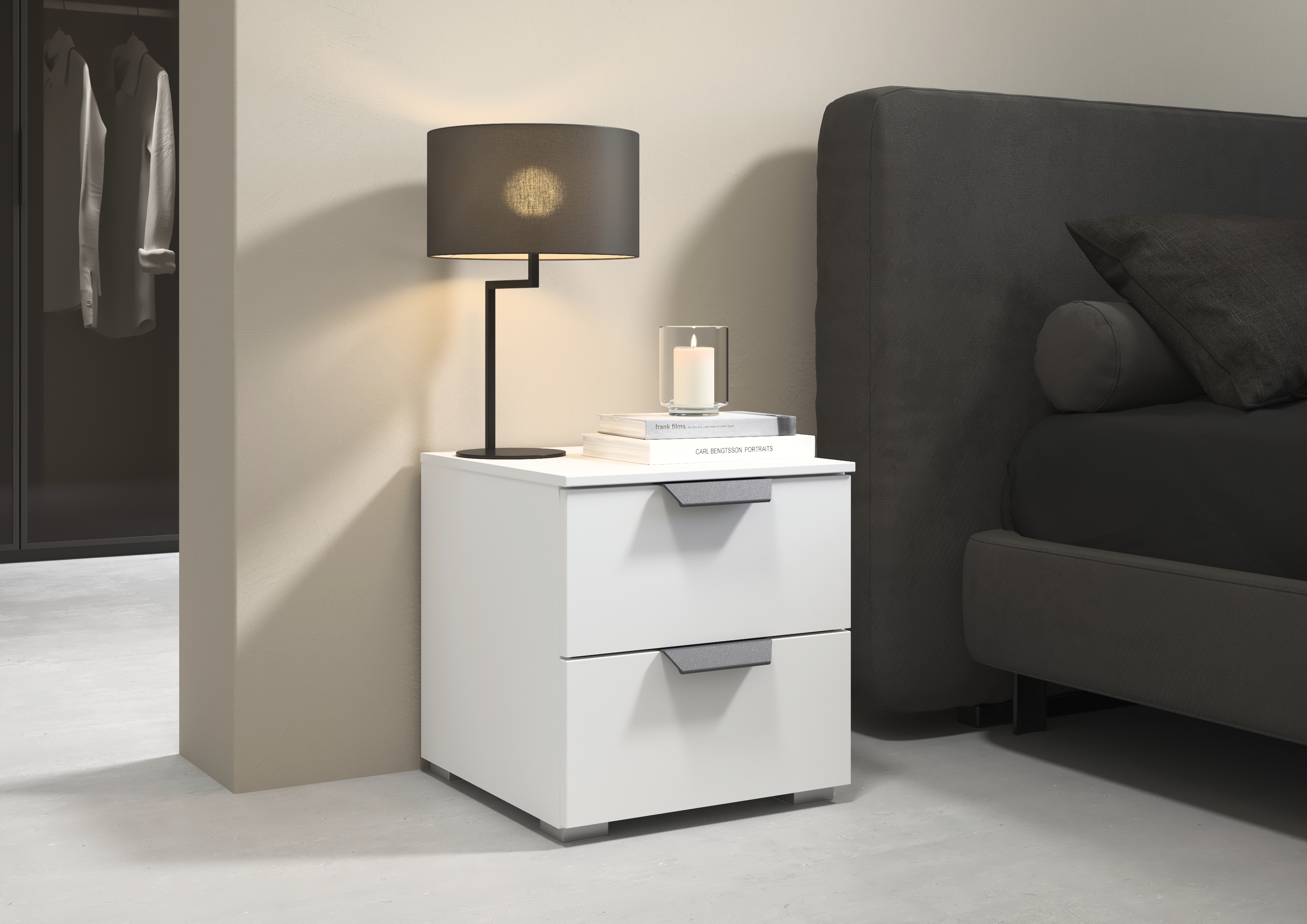 Nachttisch, alpinweiß, 2 Schubkästen - MyStyle 5002