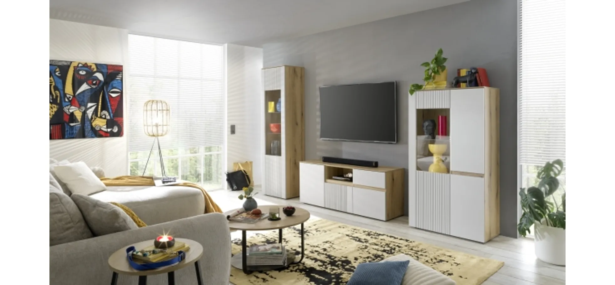 Beistelltisch, Dekor Artisaneiche, Ø 80 cm - Mailin