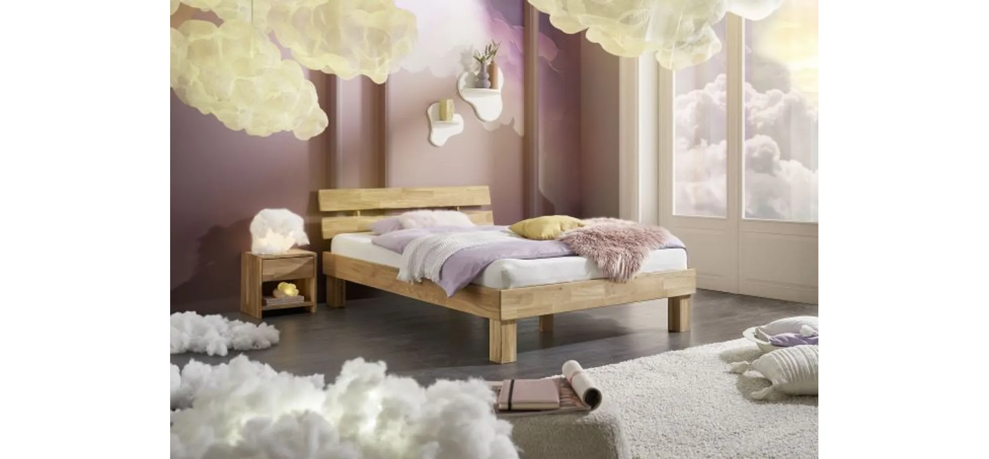 Bettgestell, Wildeiche massiv geölt - Erasmo