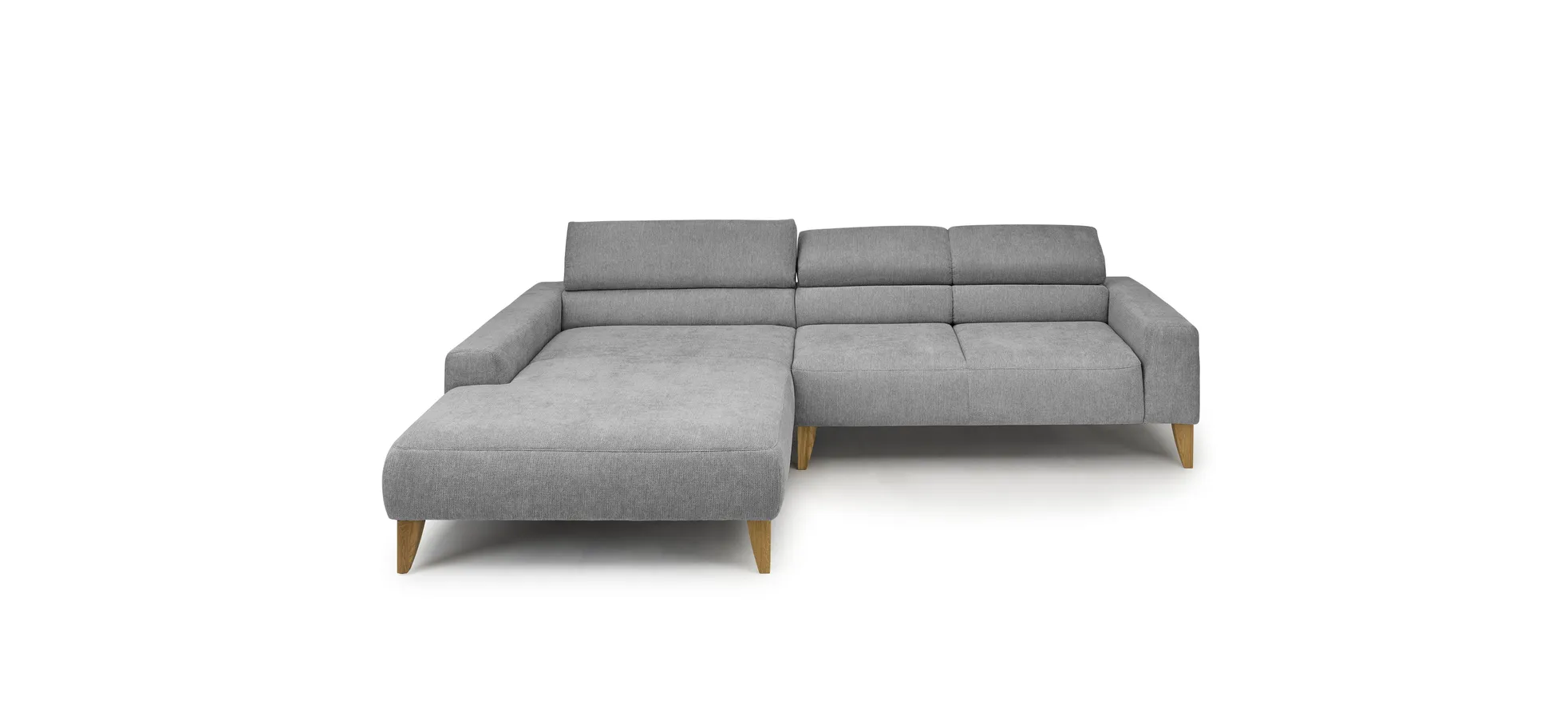  Ecksofa CHENOA - Longchair links und 2-Sitzer, Sitzvorzug motorisch, Stoff, Steingrau