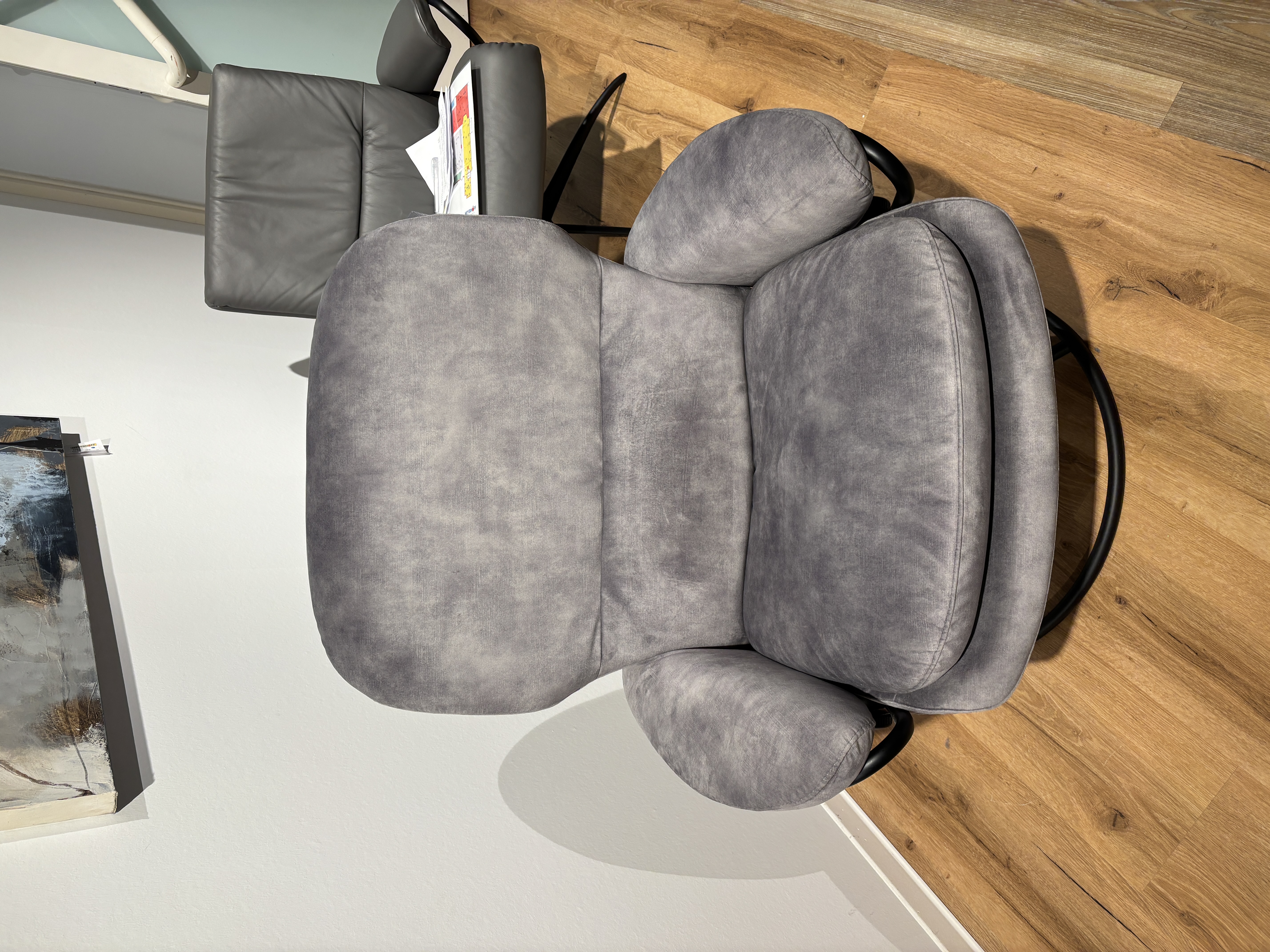 Sessel, Bezug light grey, Gestell schwarz - Rome