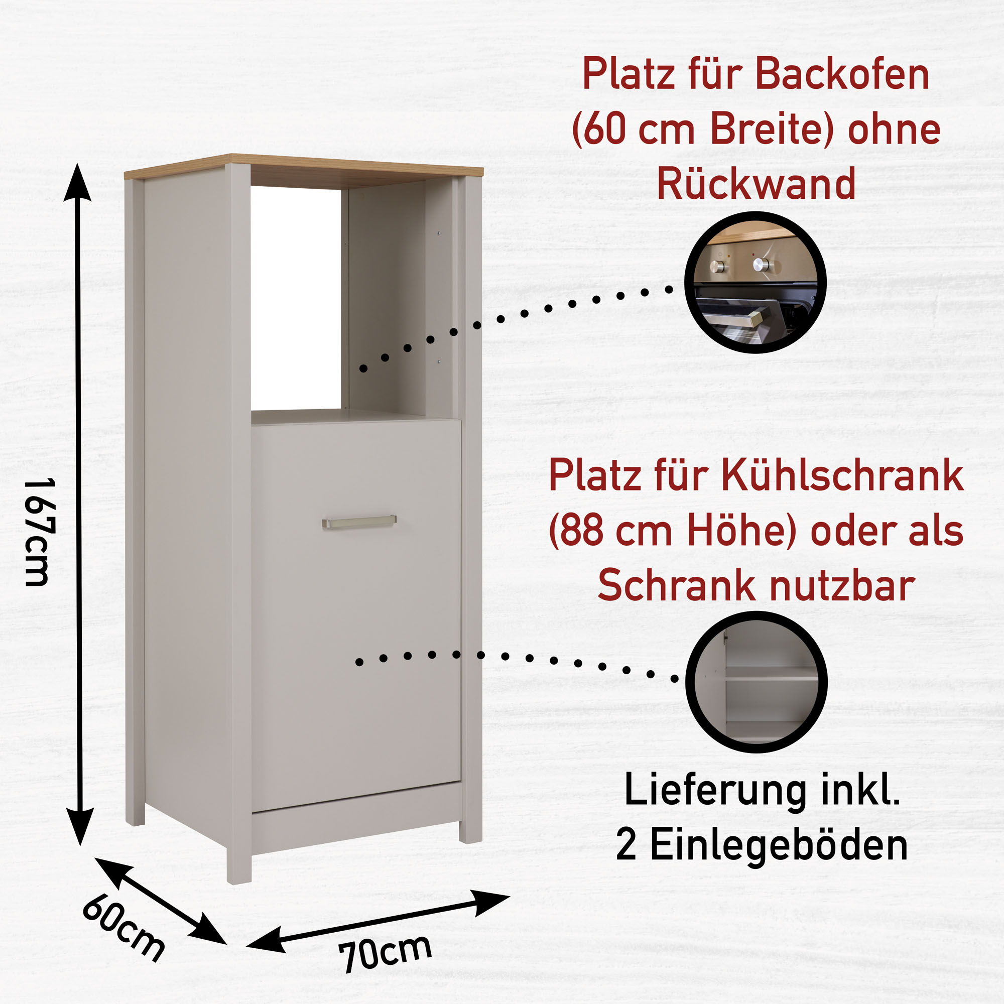 Geräteschrank, Kaschmir/Artisan Eiche - MyStyle 9004