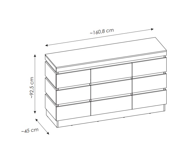 Sideboard, Alpinweiß, Absetz. anthrazit - Wyonna