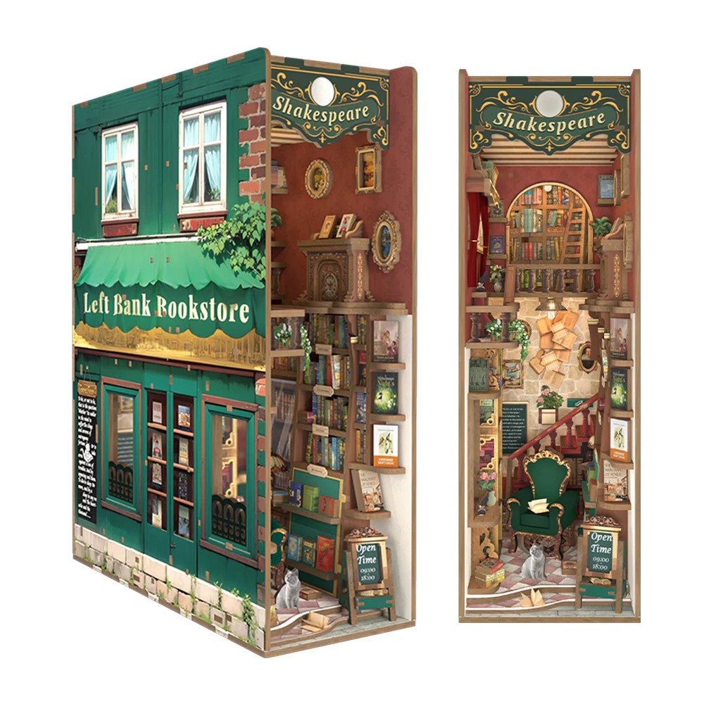 Tonecheer DIY-Set Book Nook mit LED, 3D Puzzle - Left Bank Bookstore