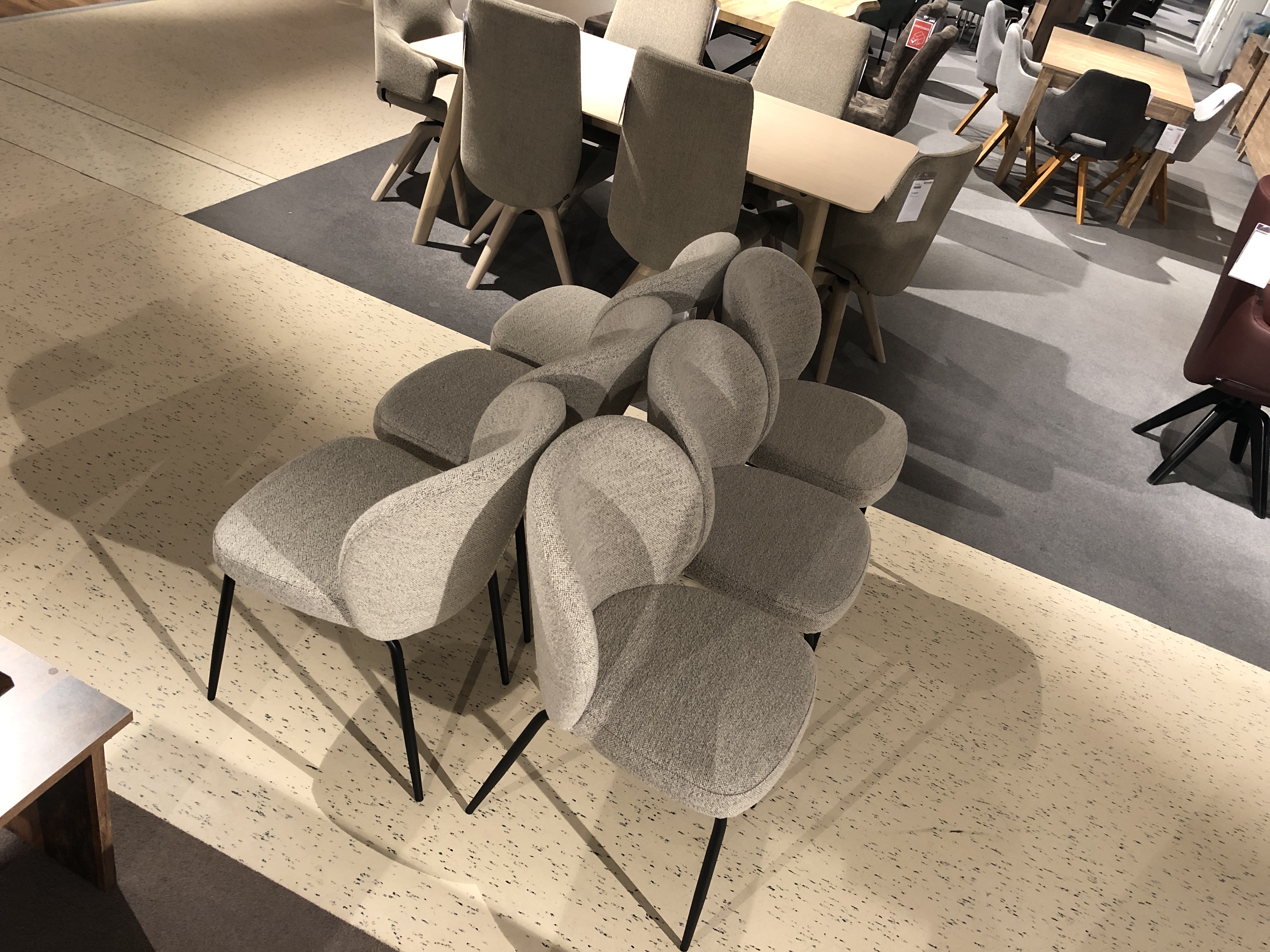 Stuhlsatz, Stoff beige, Metall schwarz - Asra