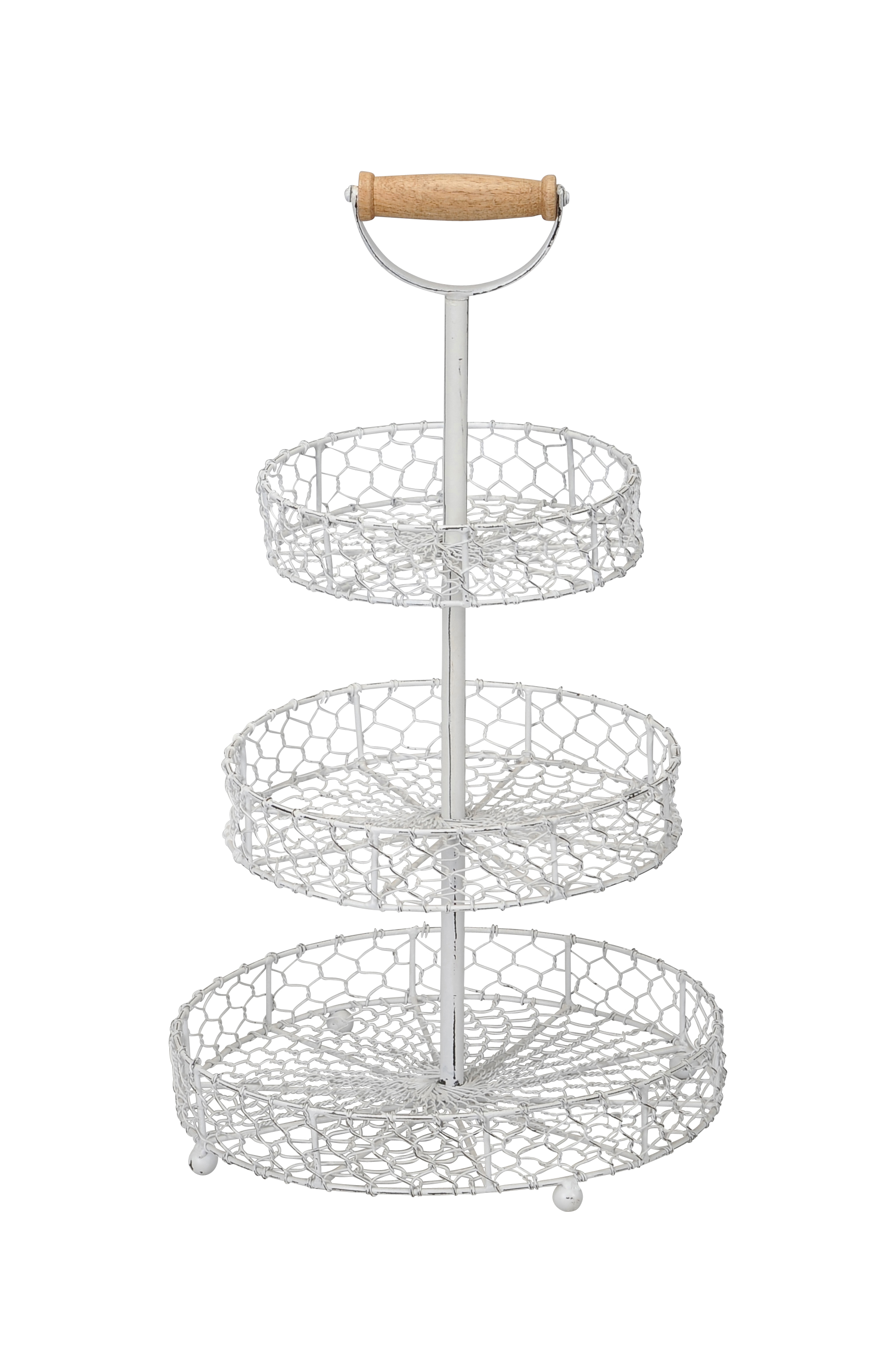 Etagere mit 3 Etagen, Metall, weiß - ca. D30xH55cm