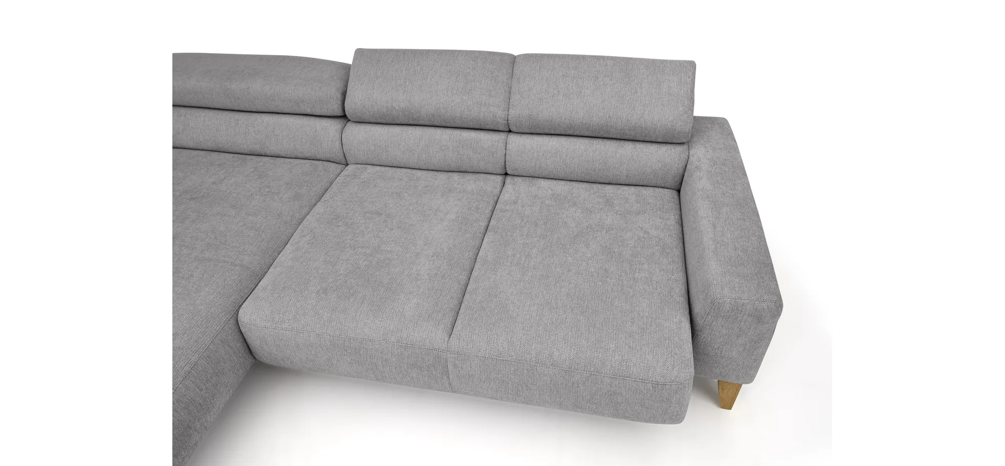  Ecksofa CHENOA - Longchair links und 2-Sitzer, Sitzvorzug motorisch, Stoff, Steingrau
