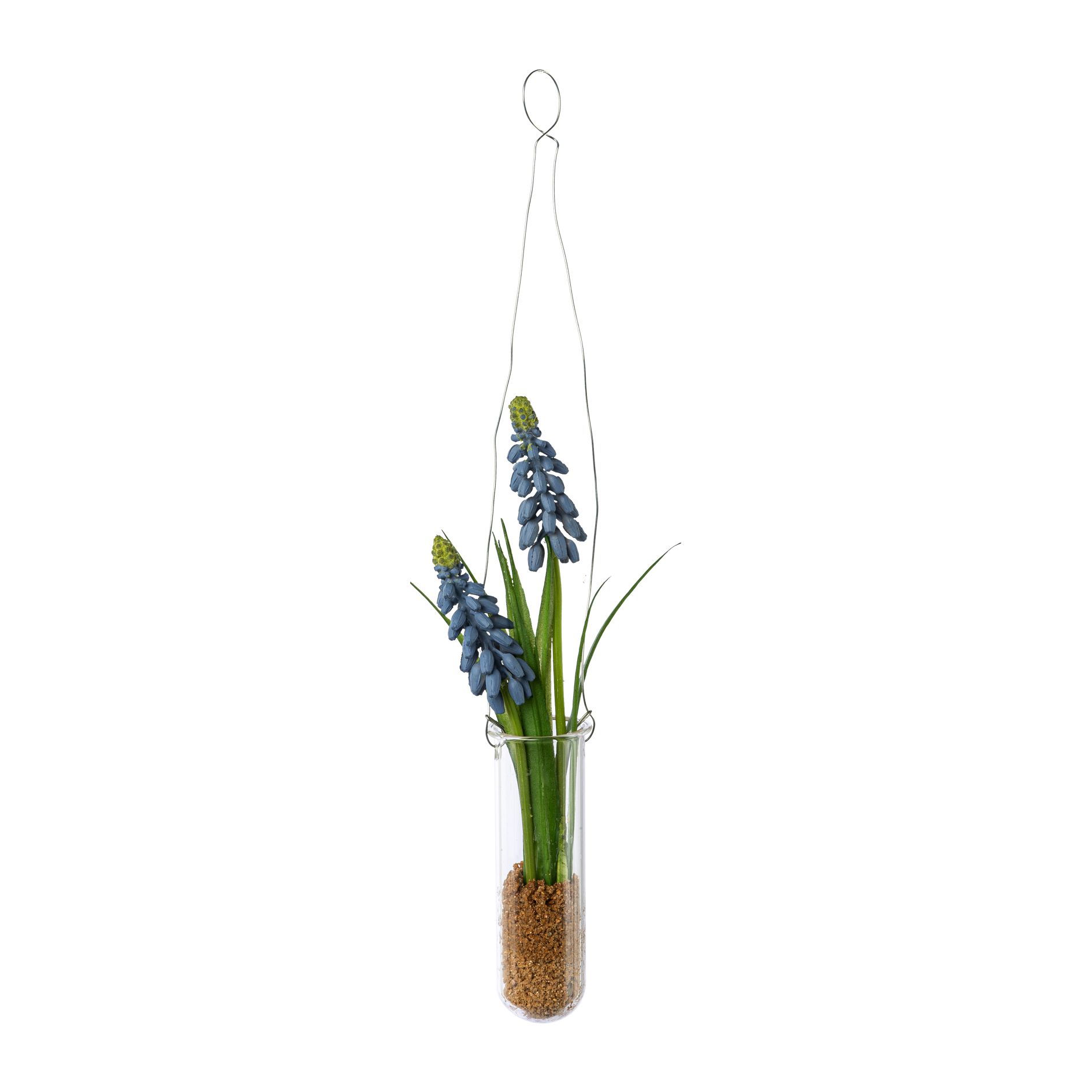 Kunstblume - Muscari in Hängevase, blau 35x4cm