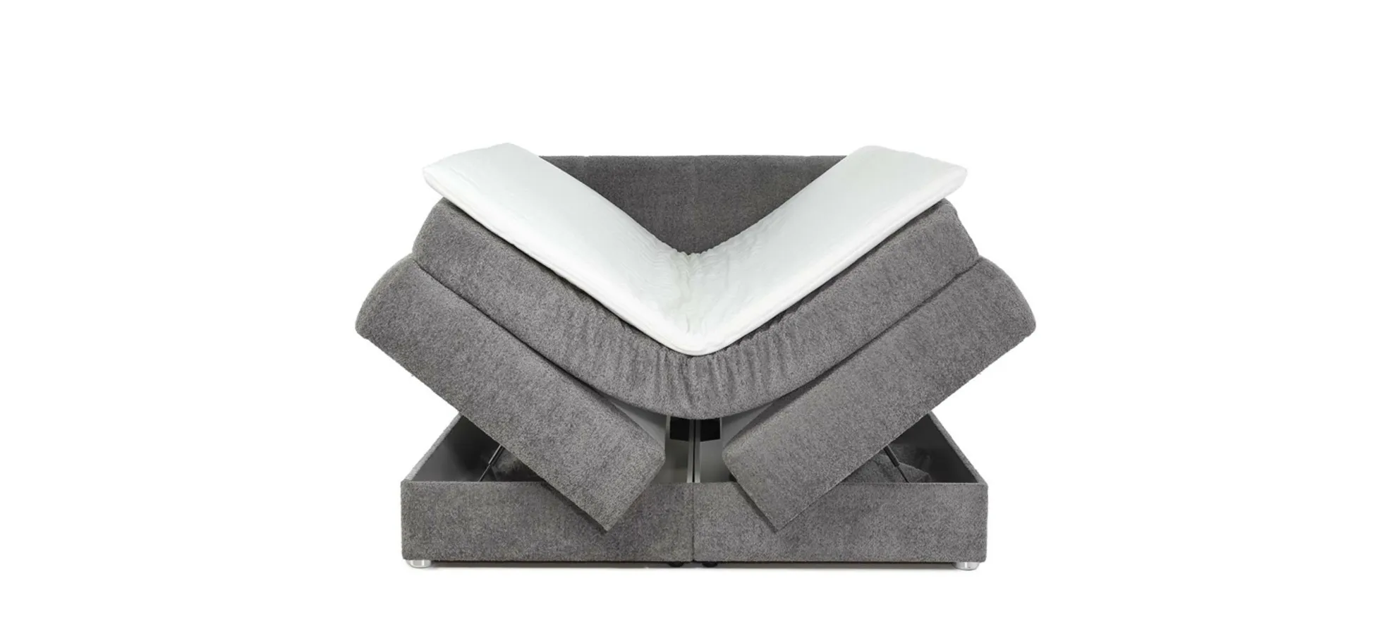 Boxspringbett, Mittelgrau - Jillian