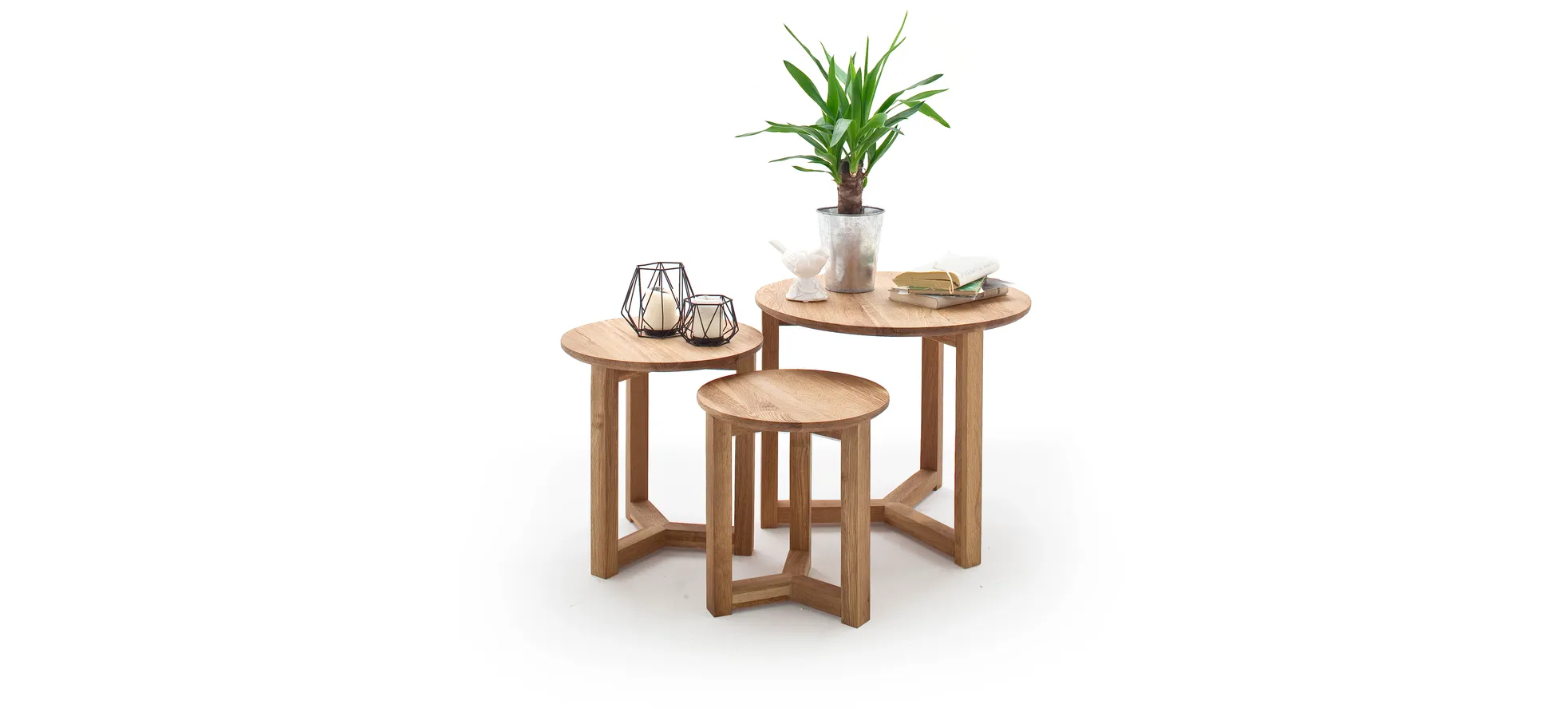 Couchtisch - 3-er Set, Asteiche massiv