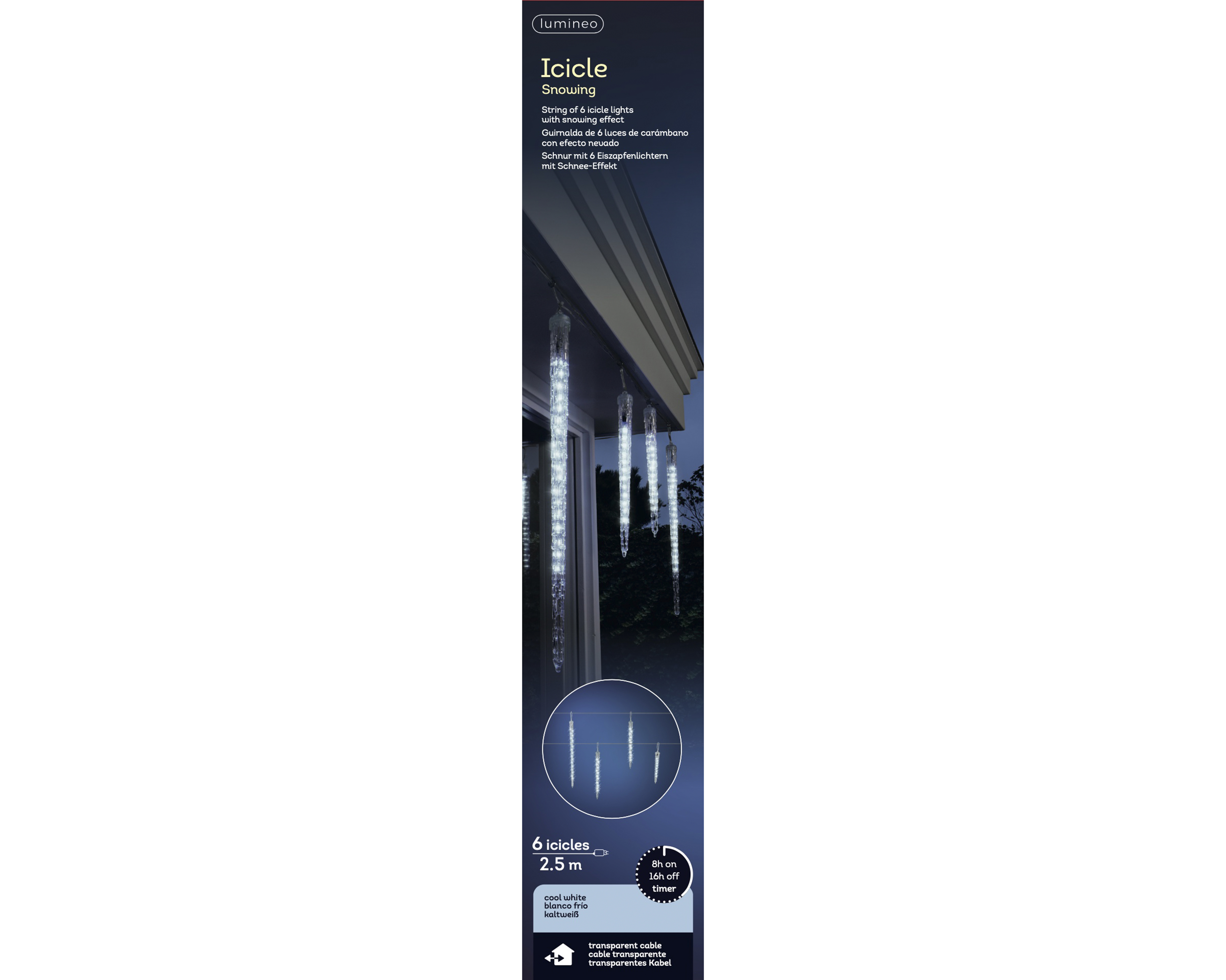 LED Icicle Lights - transparent/kalt weiss, PVC, L250cm-148L