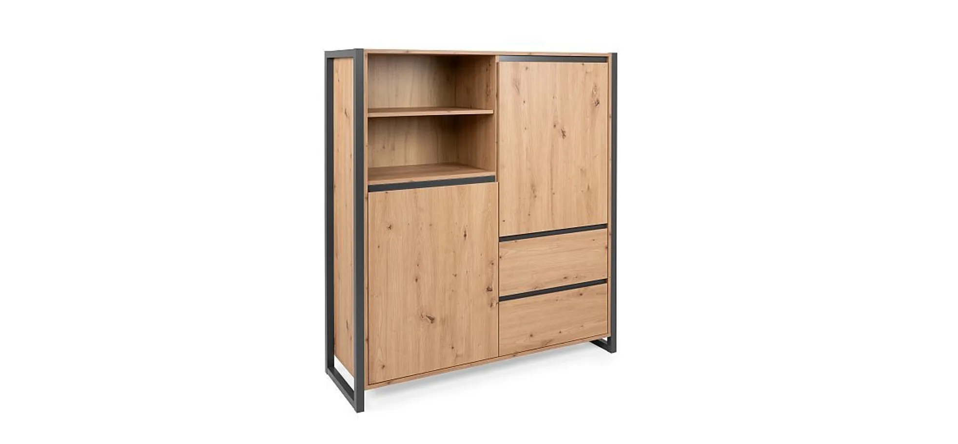 Highboard- Eiche Dekor, Anthrazit