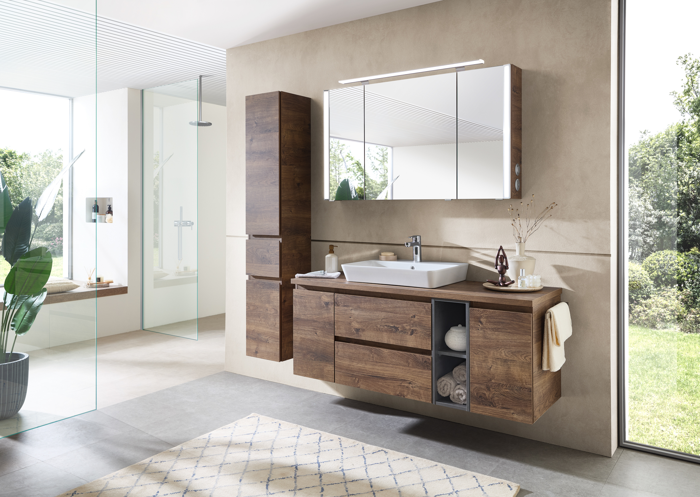 Badkombi, Eiche Halifax Dunkel NB - Pcon-Compact 