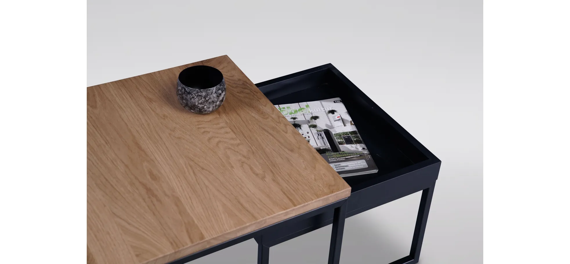 Couchtisch, Kernbuche massiv schwarz - Mirja