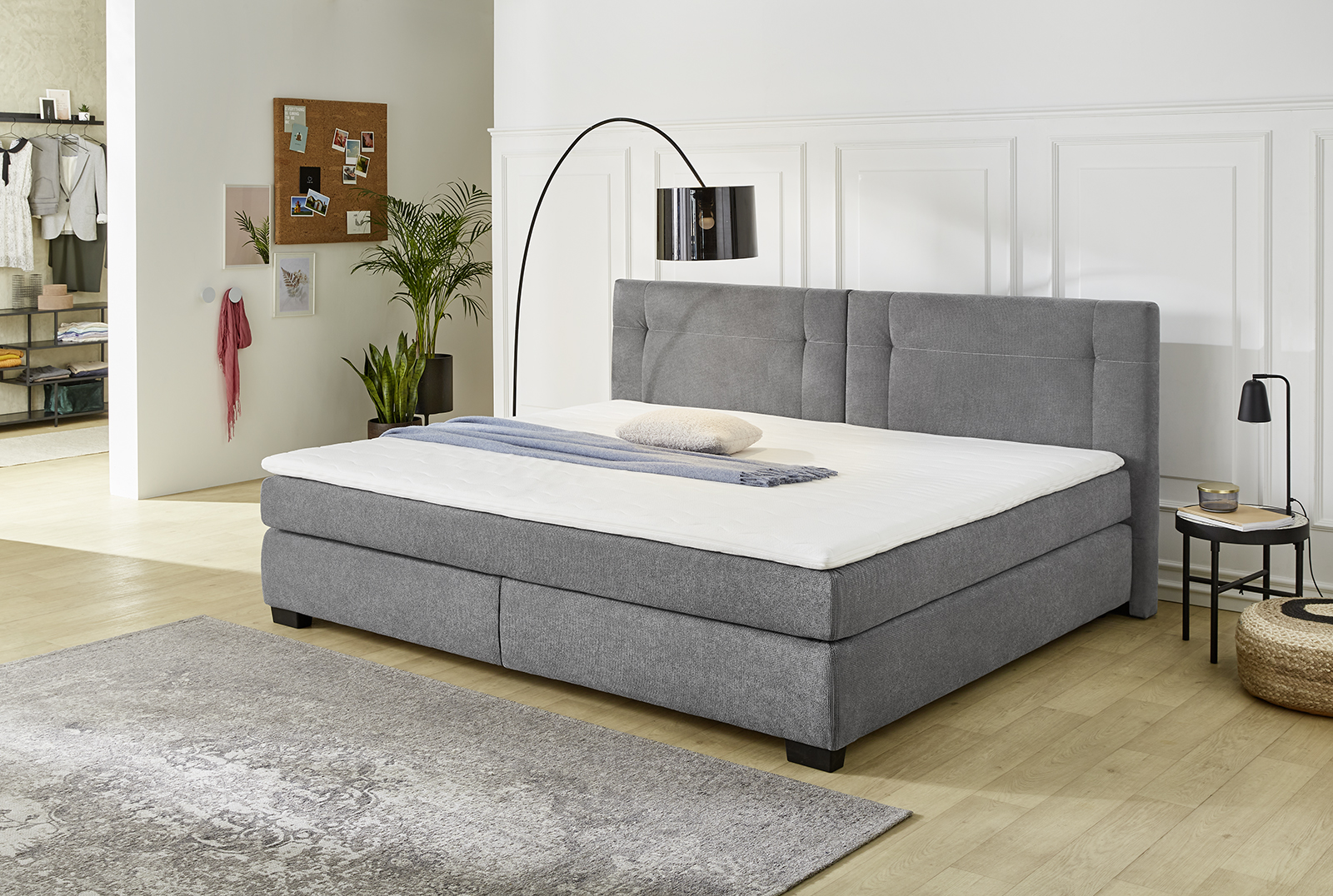 Familienboxspringbett, grau, 240 x 200 cm    - MyStyle 3023