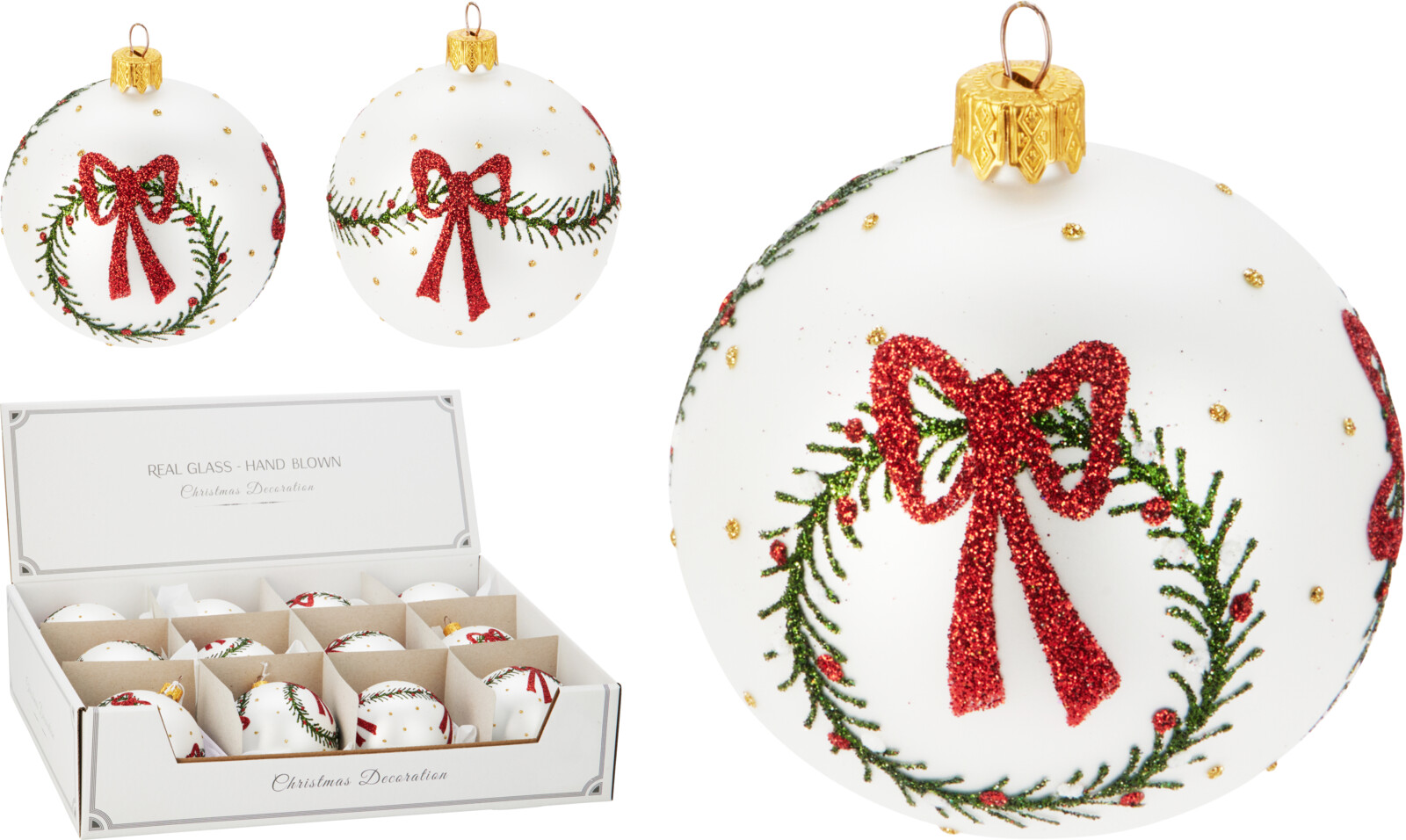 Weihnachtskugel 10cm - glas, sortiert