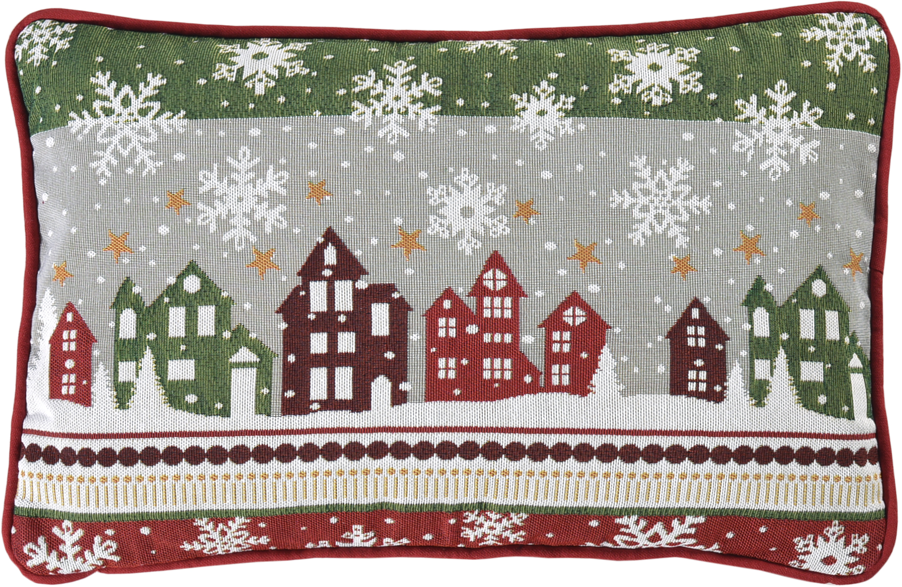 Kissen Winter Lights - 32x48cm, red/green, gefüllt