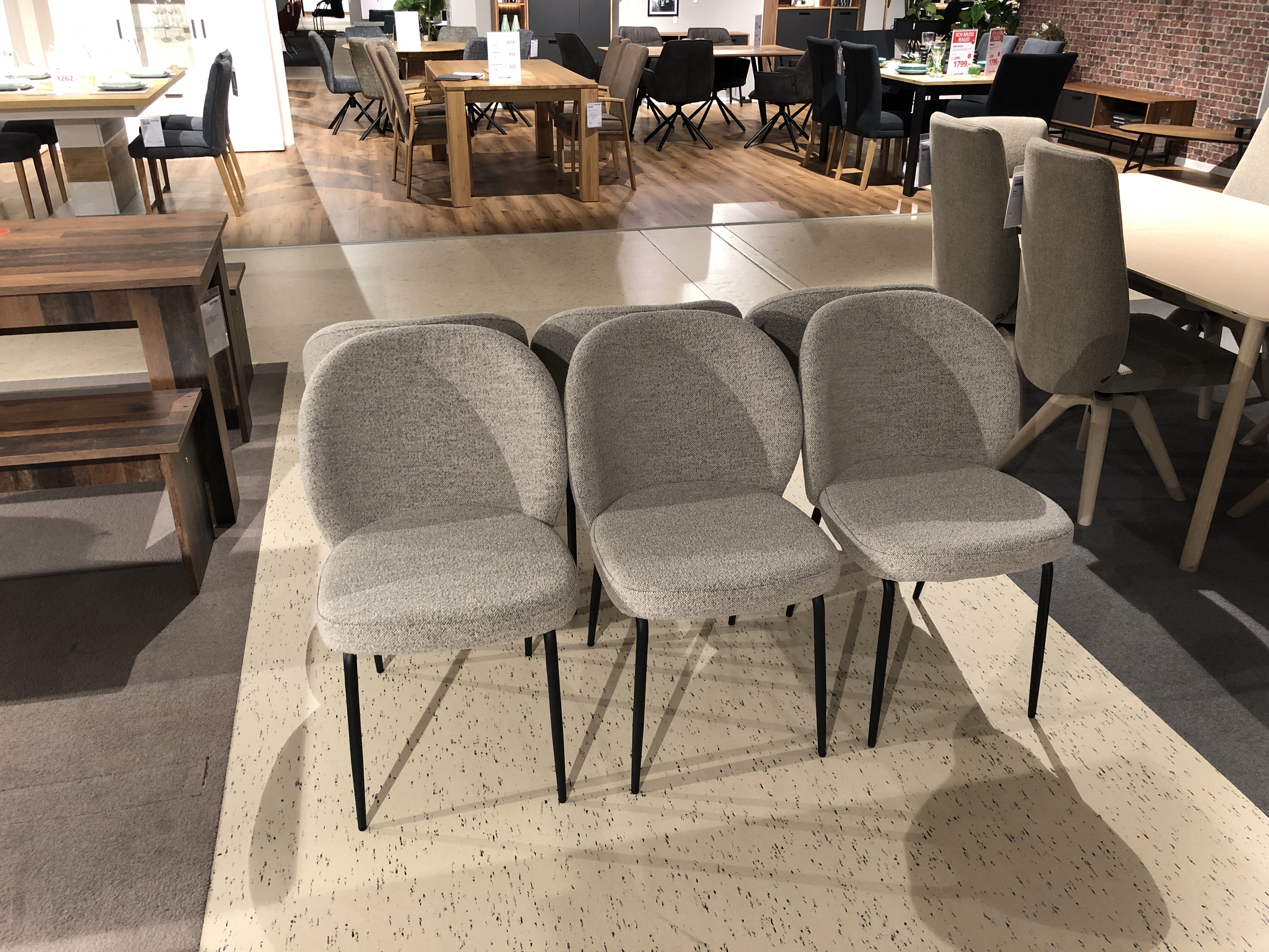 Stuhlsatz, Stoff beige, Metall schwarz - Asra