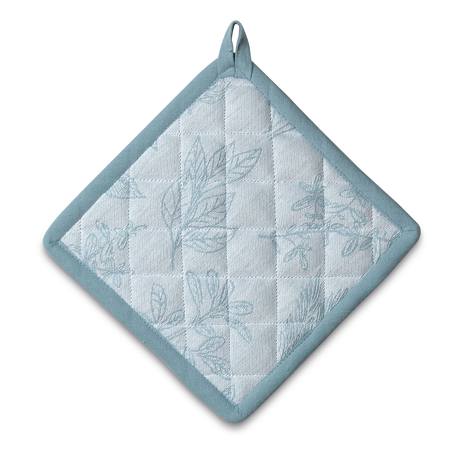 Topflappen Svea 20x20 cm - 100%Baumwolle frostblau Blätter