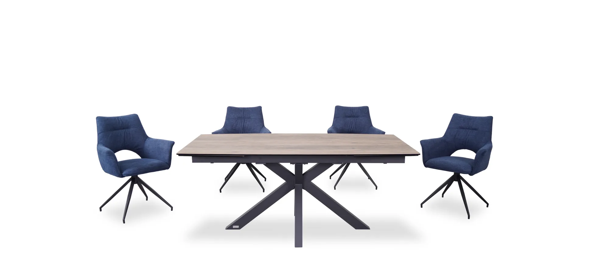 Vierfußstuhl mit Armlehnen, blau - Maleen