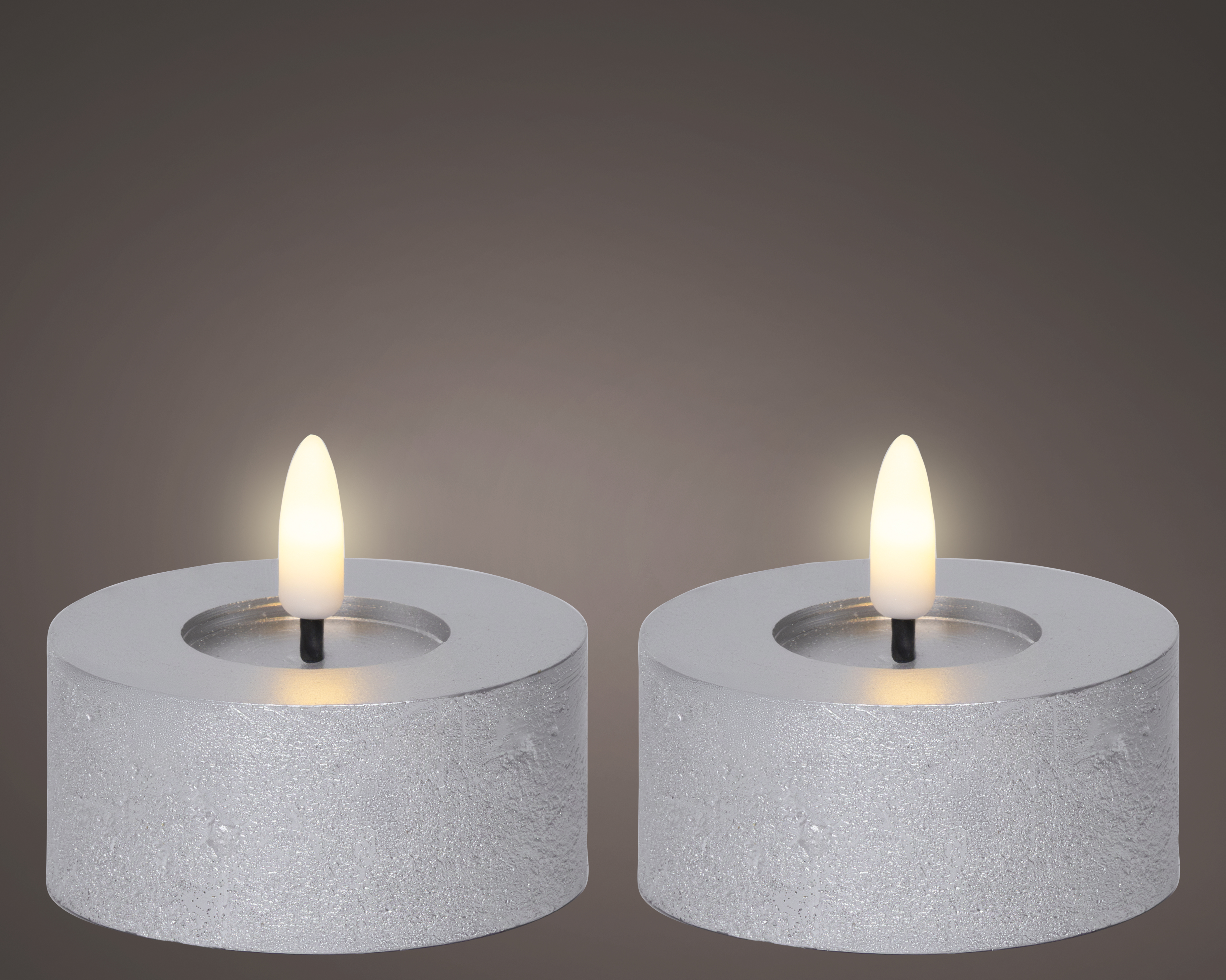 LED Teelicht Wachs - silber/warmes weiss, Wachs, Ø7-H6cm-1L