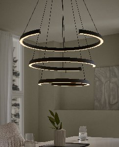 Pendelleuchte LABONETE - Alu/Stahl schwarz, 3xLED