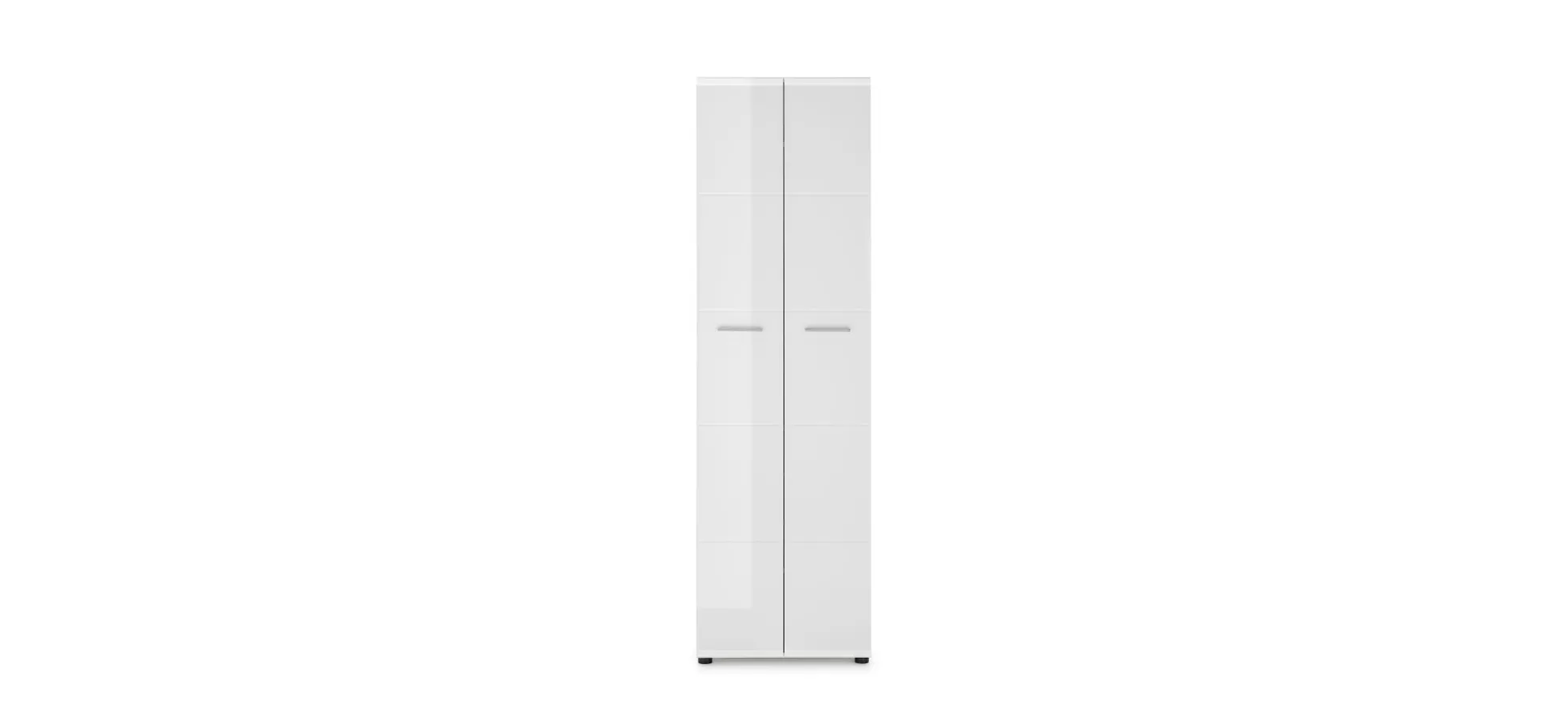 Garderobenschrank- Weiß, Weiß, Hochglanz
