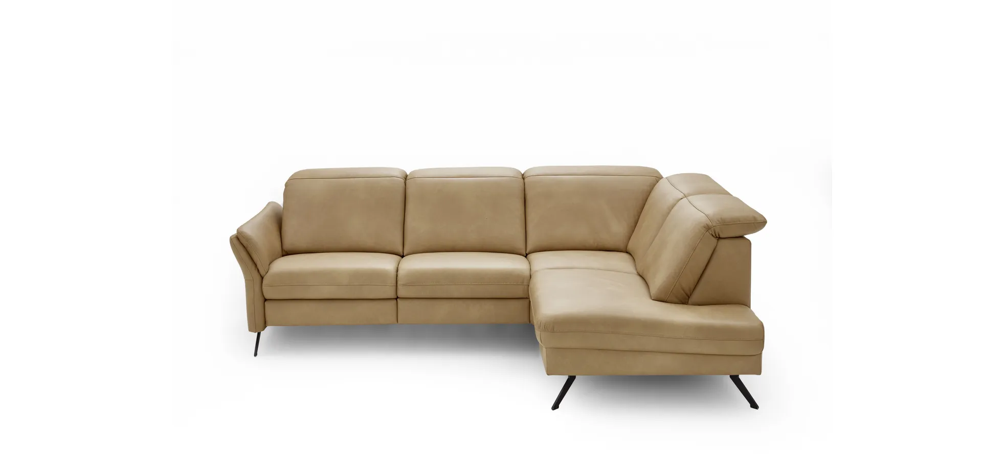 Ecksofa - 2,5-Sitzer mit Ecke rechts, Leder, Honig