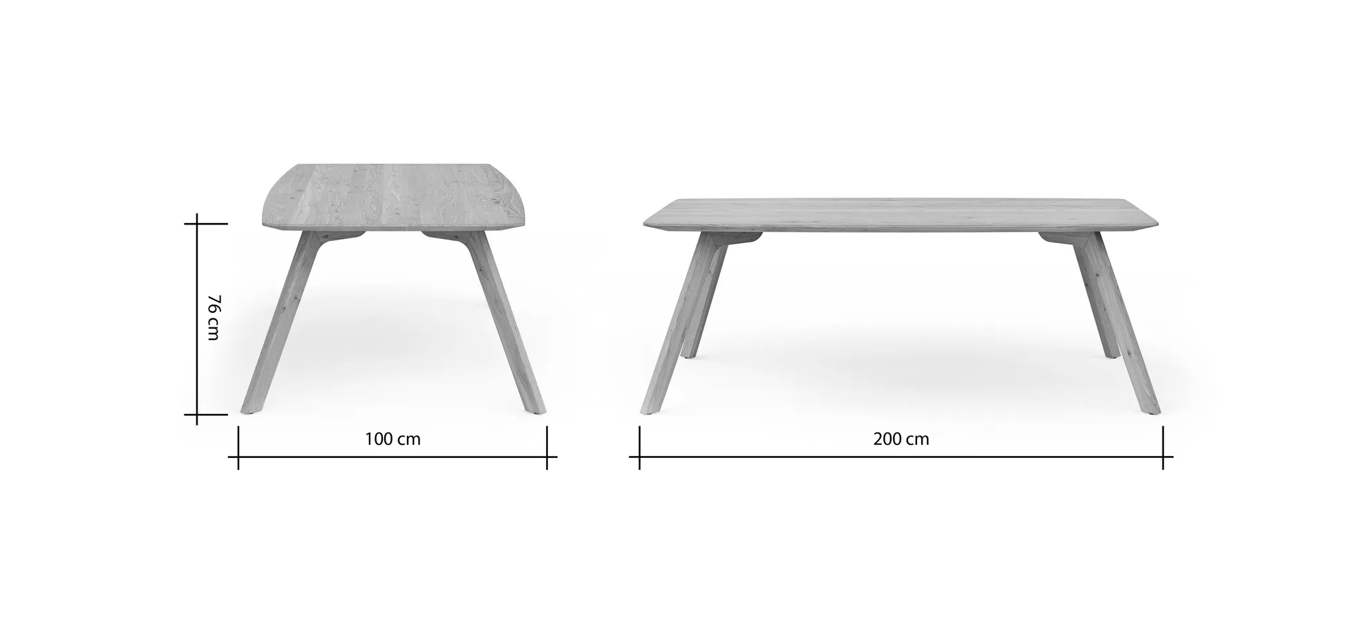 Esstisch Phoenix - LB ca. 100x200 cm, Eiche massiv, bianco geölt