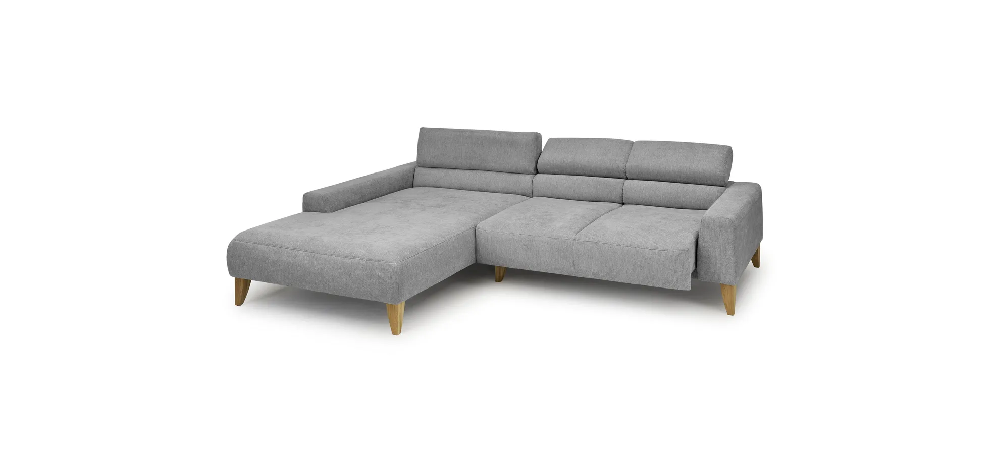  Ecksofa CHENOA - Longchair links und 2-Sitzer, Sitzvorzug motorisch, Stoff, Steingrau