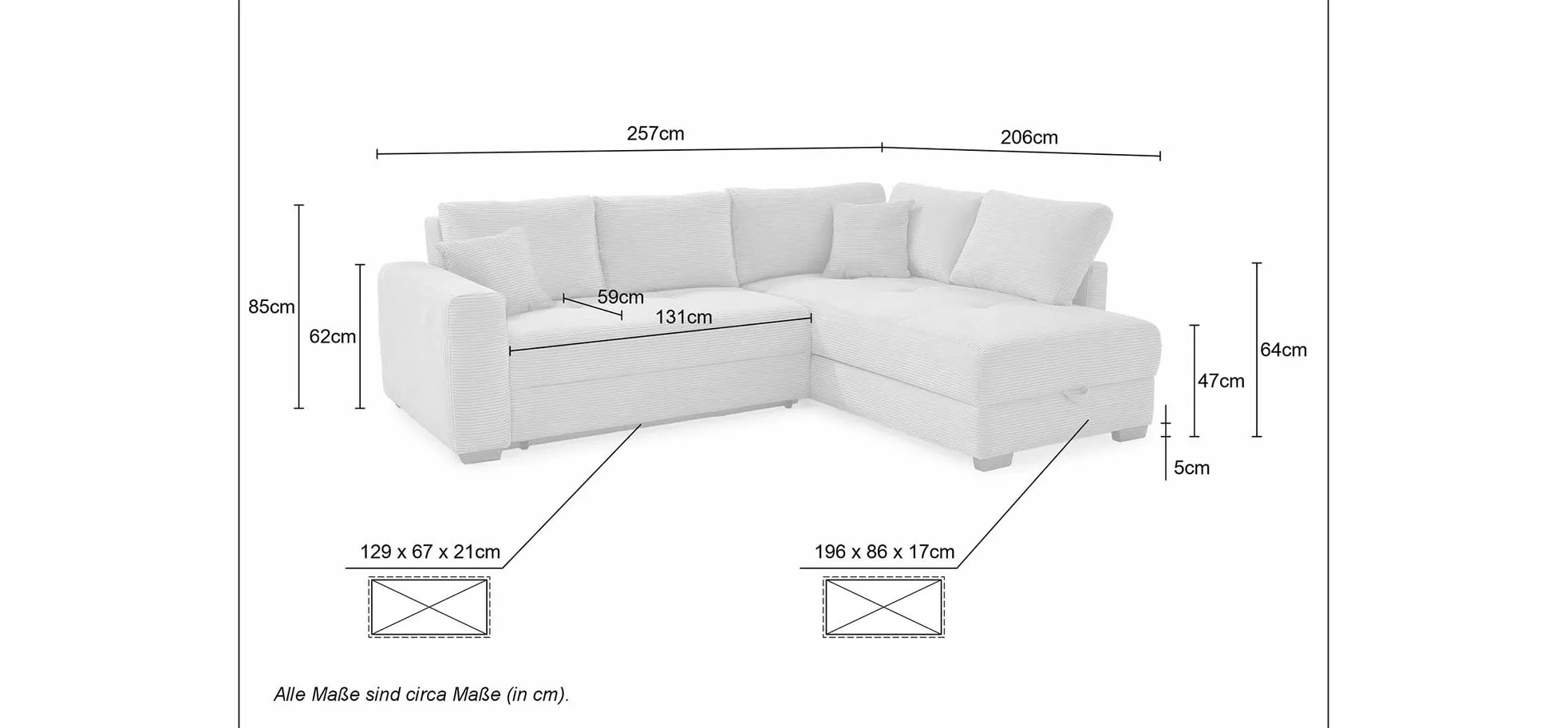 Ecksofa, Stoff Chenille dunkelgrau - Jyte