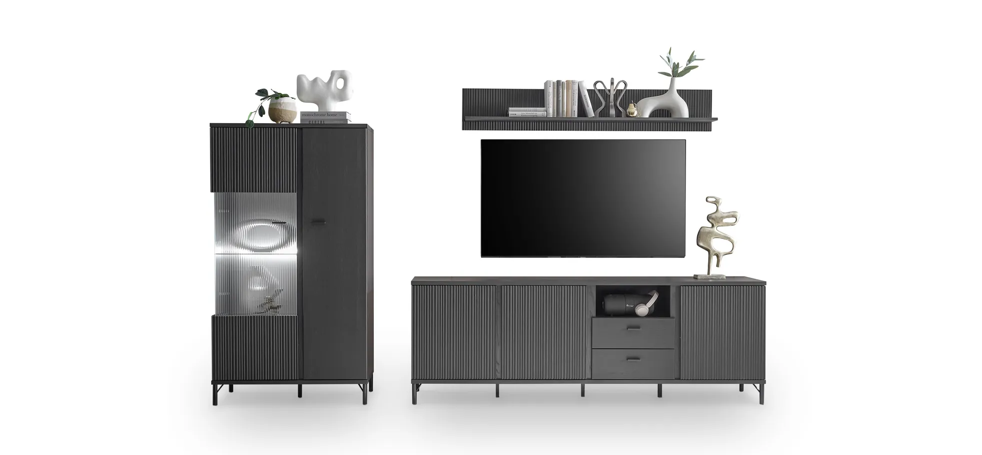 Sideboard, schwarz graphit - Waiola