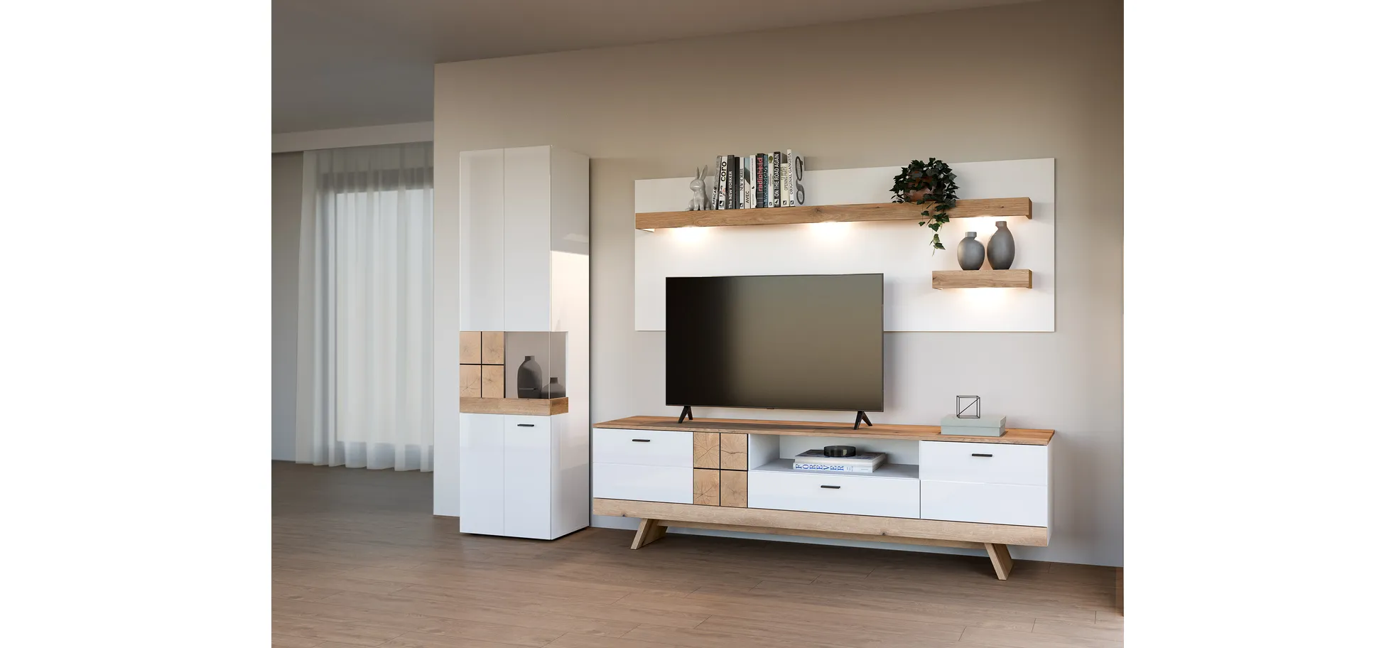 Lowboard, Eiche, Alpinweiß - MyStyle 1019