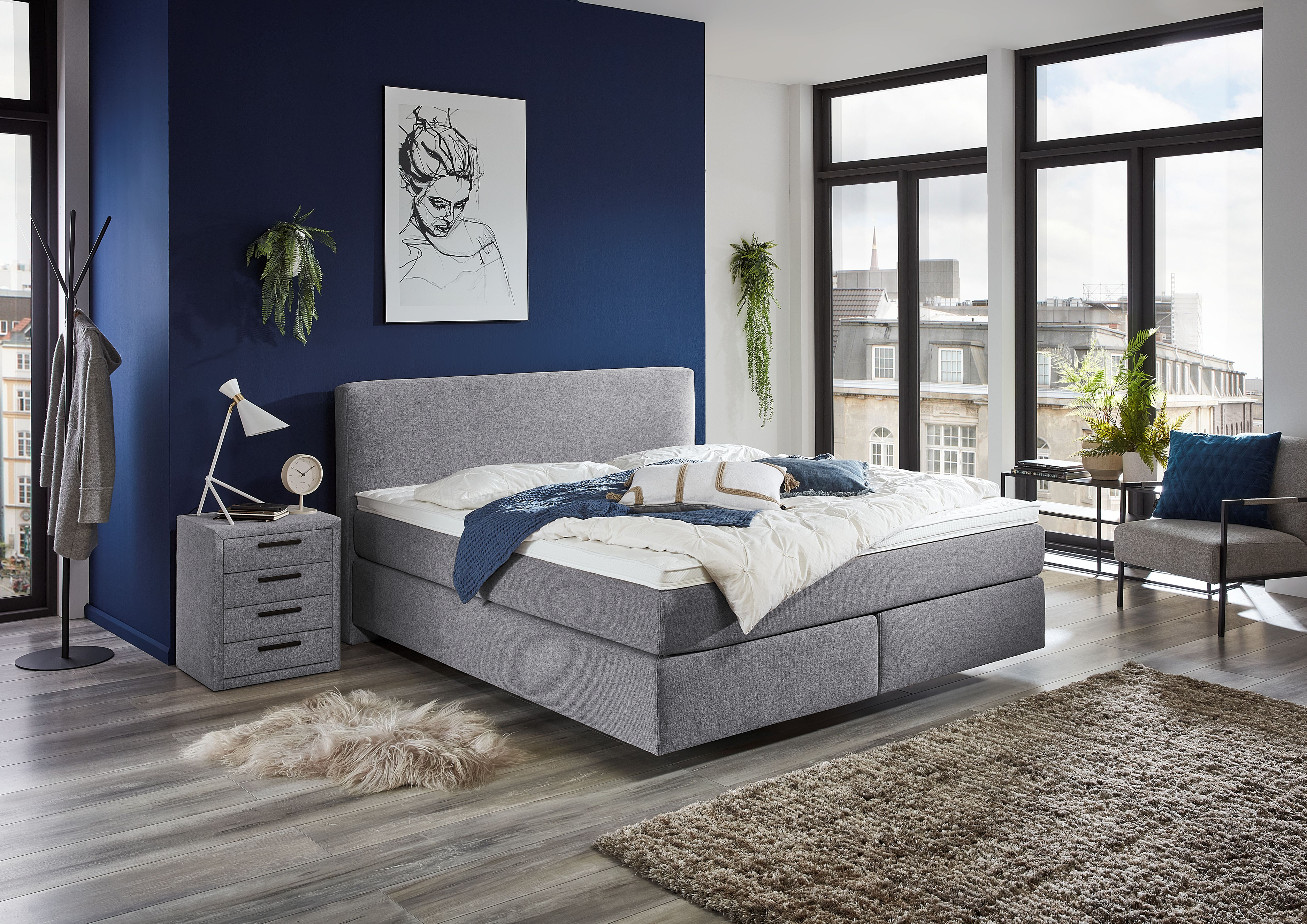 Boxspringbett, 180 x 200 cm, Pastellblau - LS24 Sula